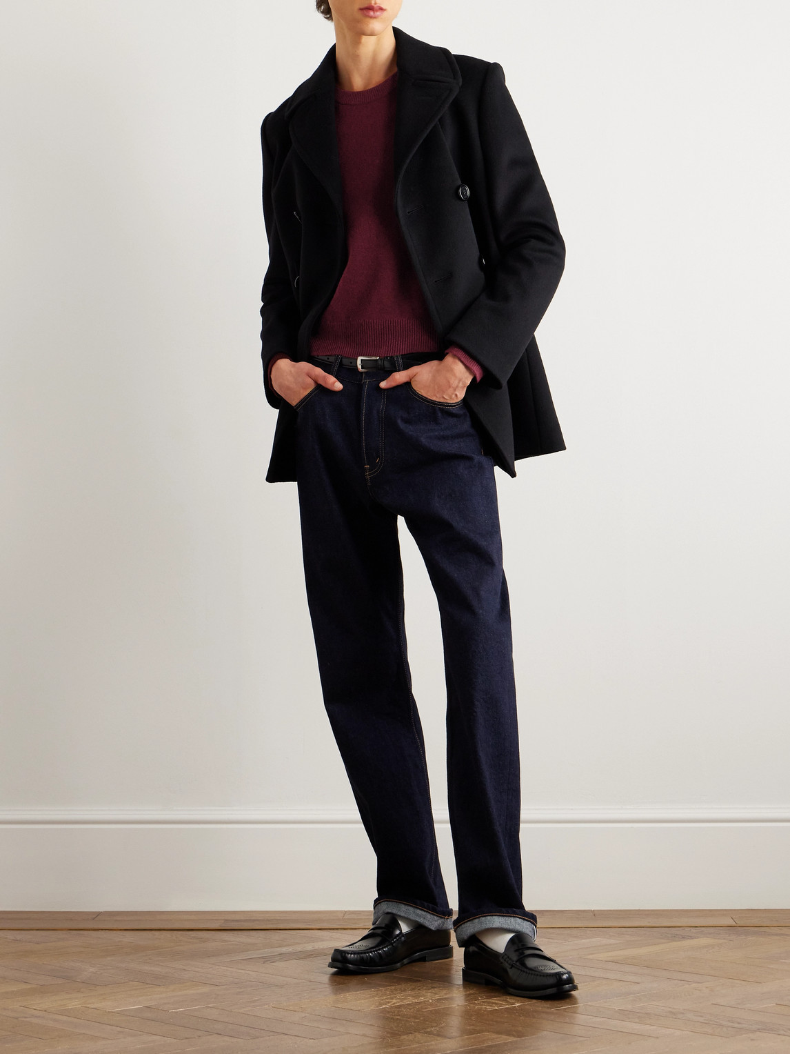 Celine Burgundy Cashmere Sweater With Front Embroidered Logo In Red