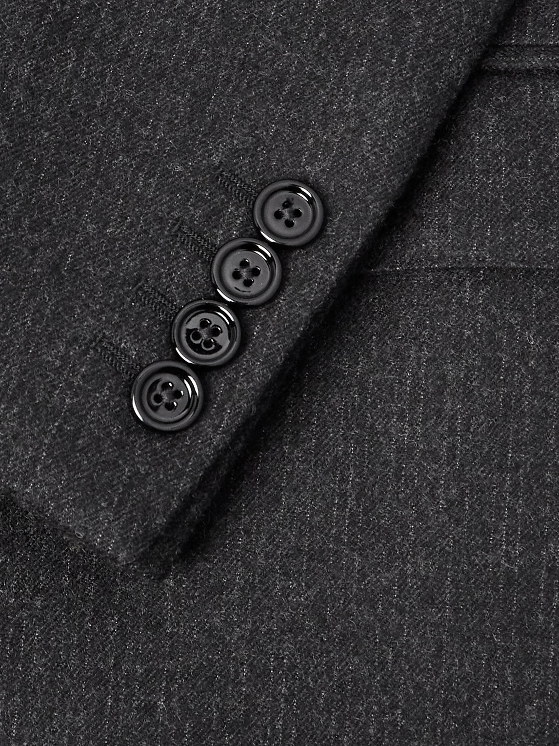 Celine Slim-fit Double-breasted Pinstriped Brushed Wool-twill Suit Jacket In Gray