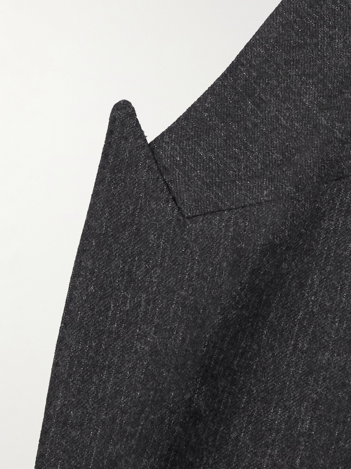 Celine Slim-fit Double-breasted Pinstriped Brushed Wool-twill Suit Jacket In Gray