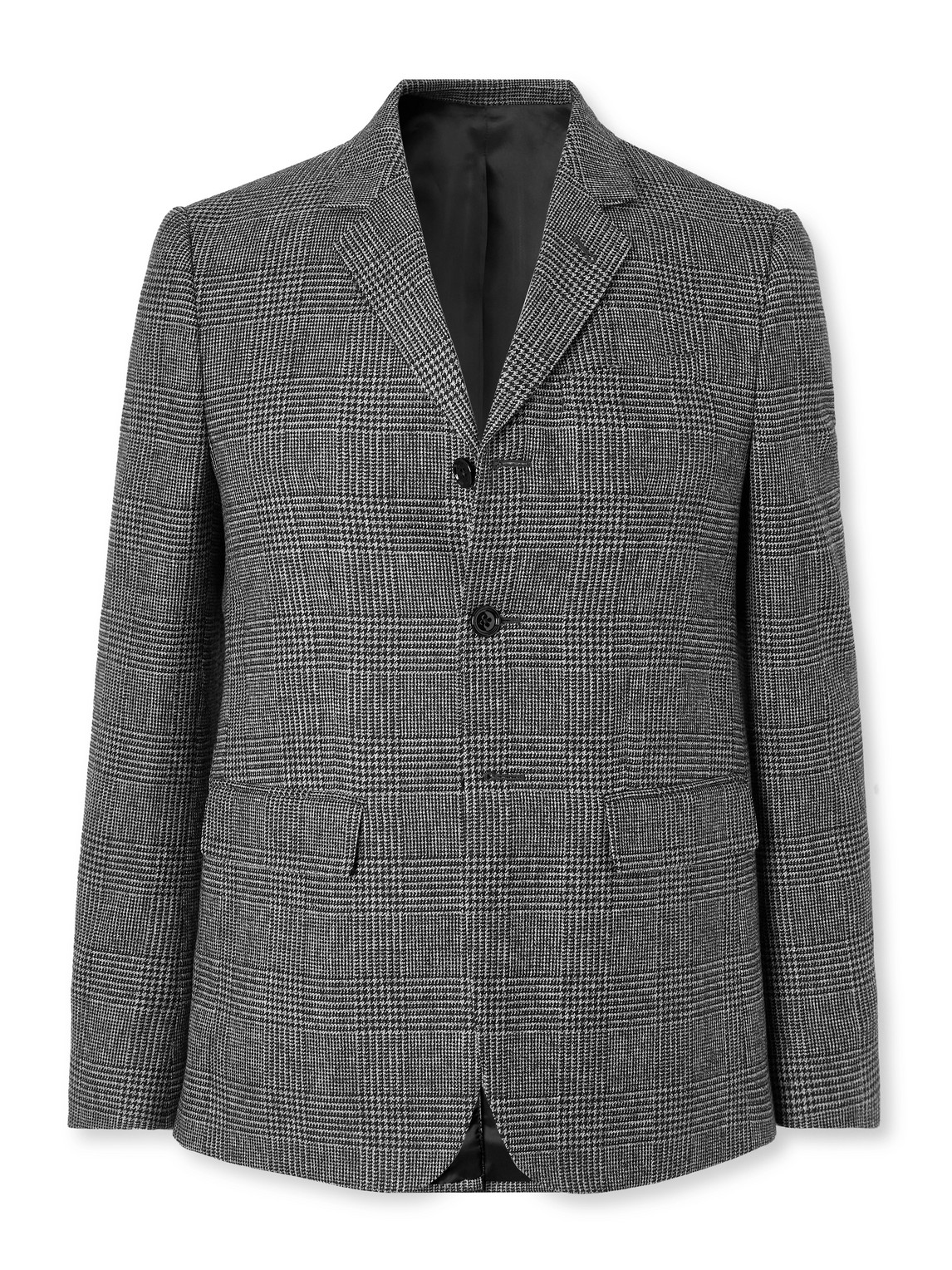 Celine Prince Of Wales Checked Wool Blazer In Gray