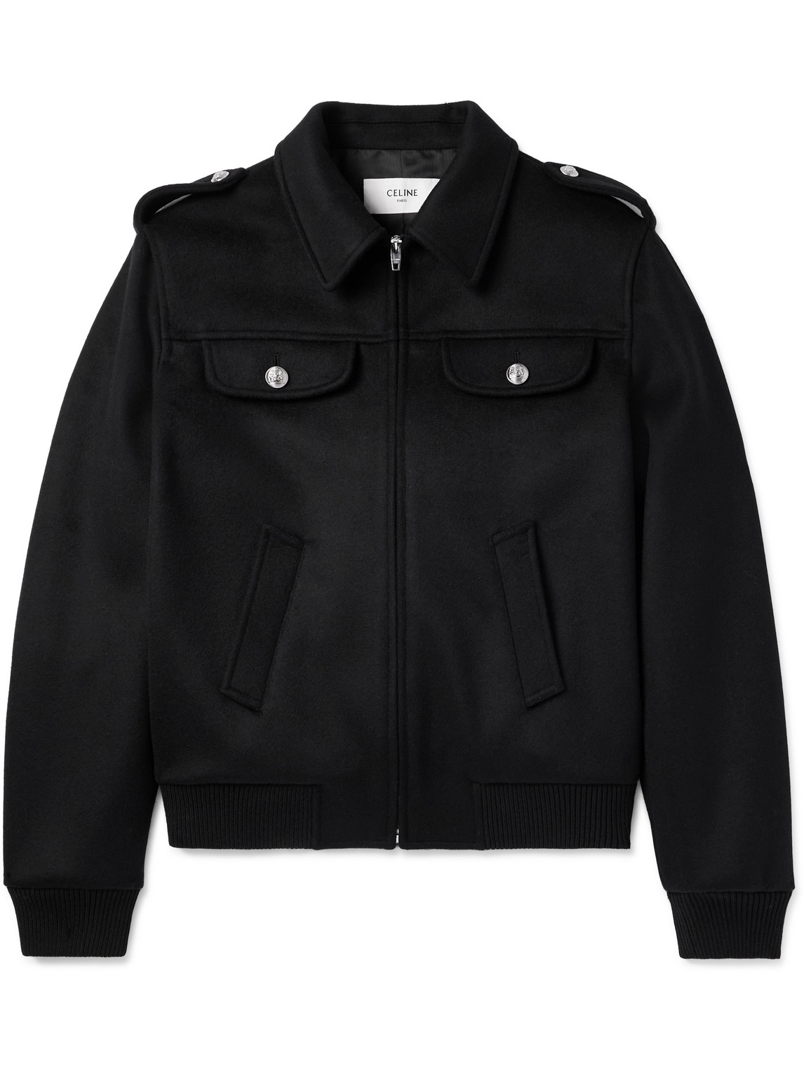 Celine Embellished Cashmere Bomber Jacket In Black