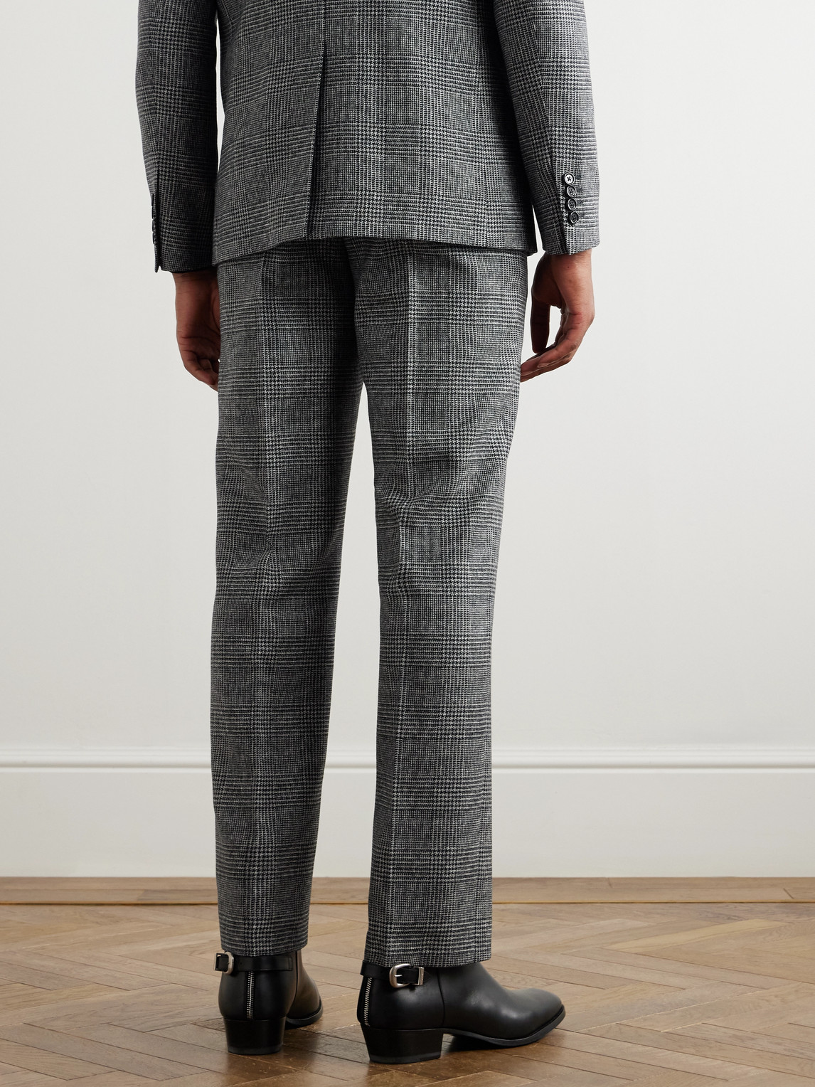 Celine Straight-leg Prince Of Wales Wool Trousers In Animal Print