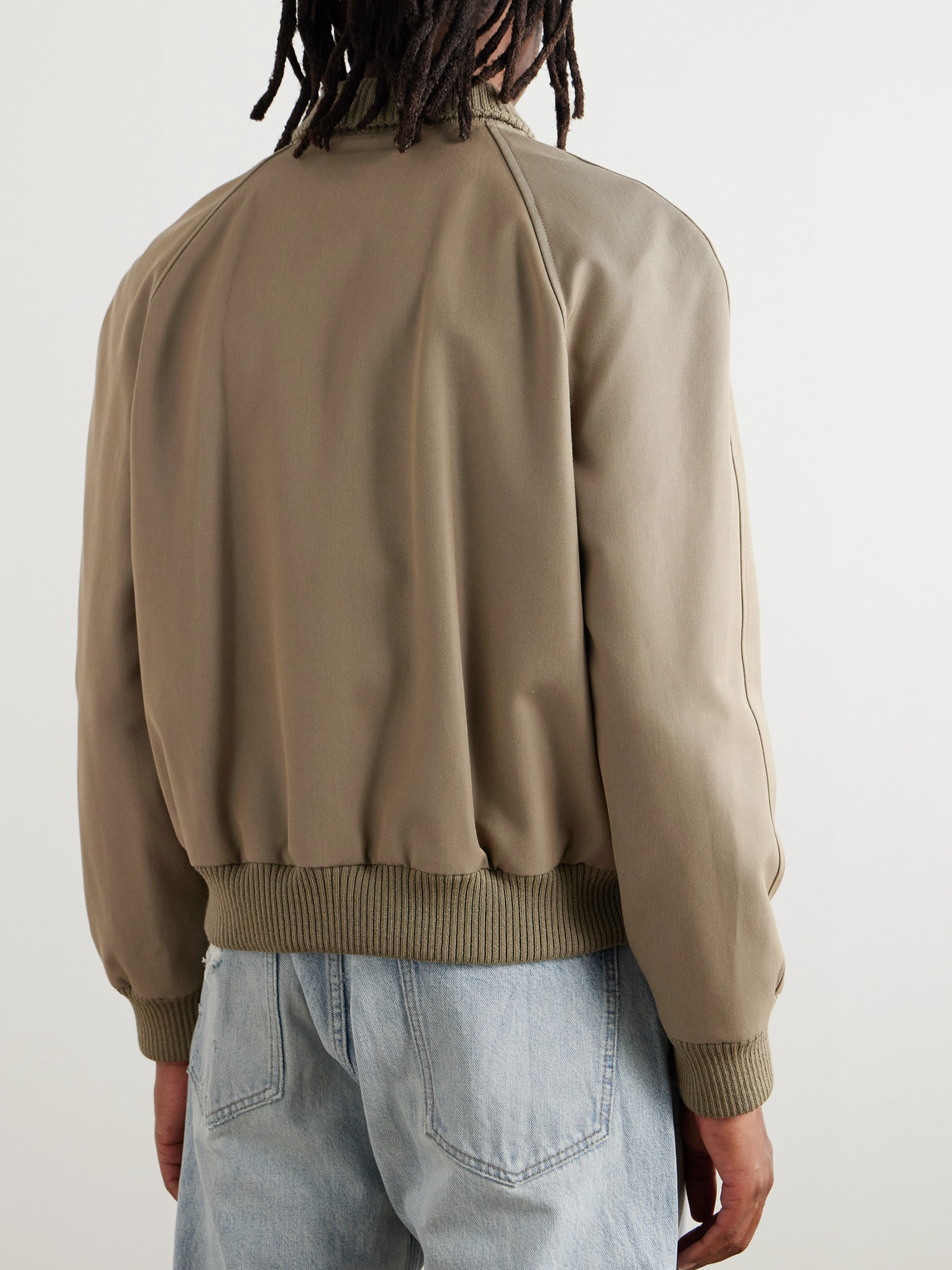 Celine Teddy Logo-embroidered Wool And Cotton-blend Gabardine Bomber Jacket In Brown