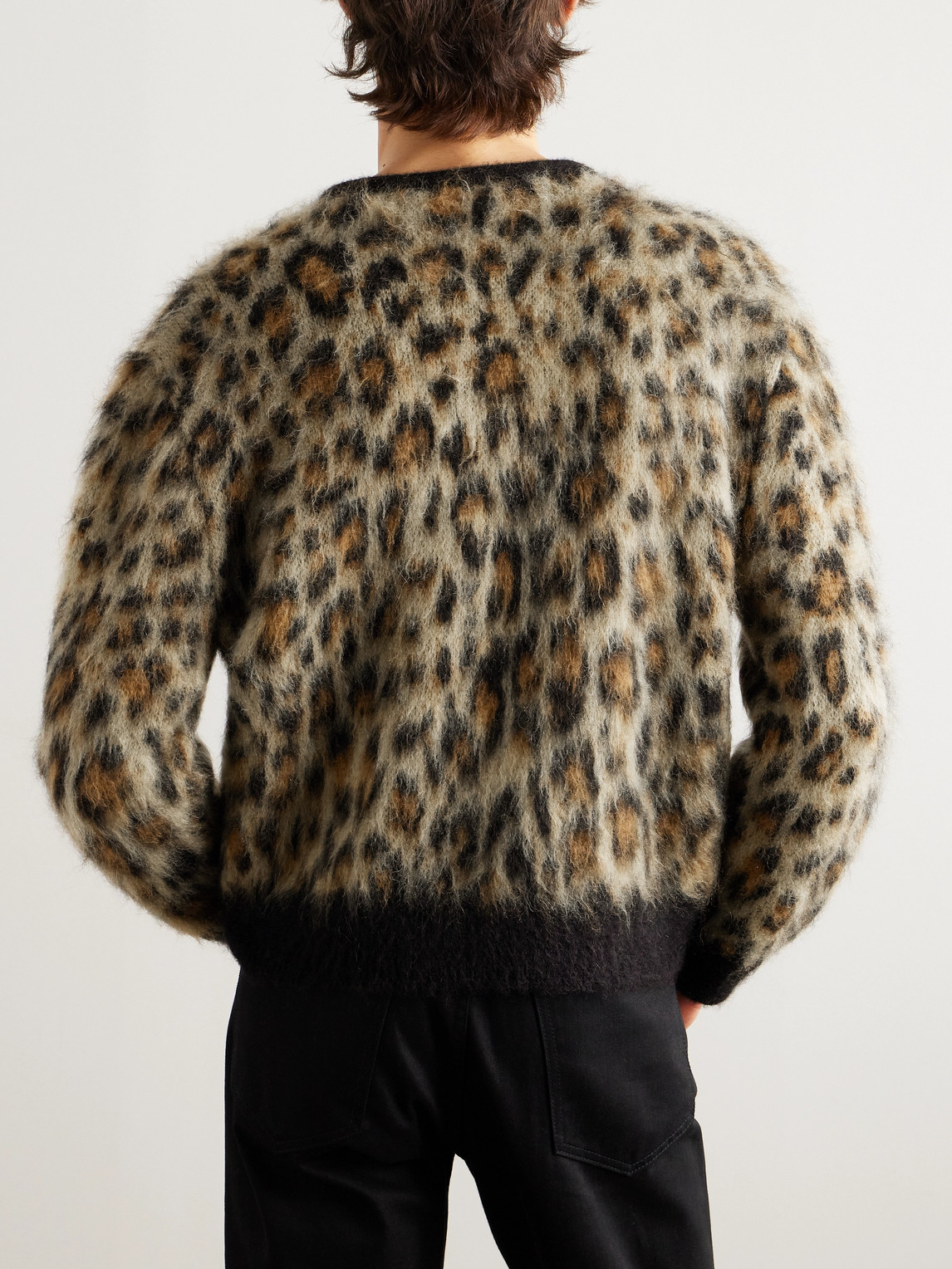 Celine Animal Patterned Crew-neck Cardigan With Golden Buttons In Multi
