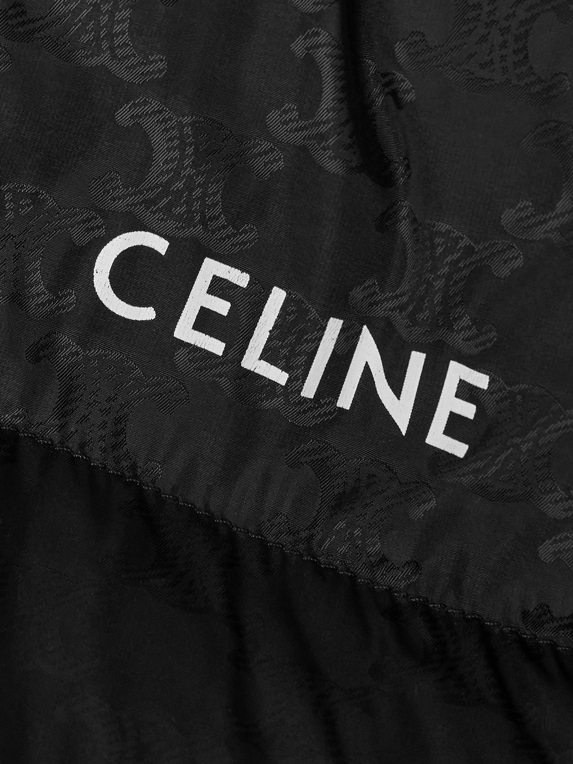 Celine Quilted Logo-jacquard Nylon Down Jacket In Black