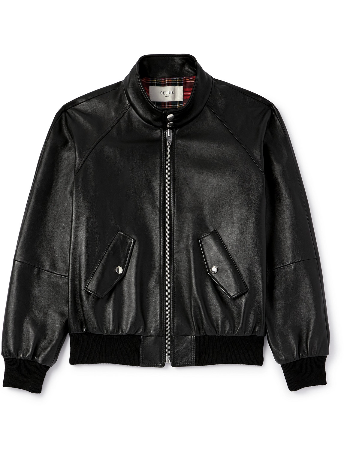 Celine Slim-fit Leather Blouson Jacket In Black