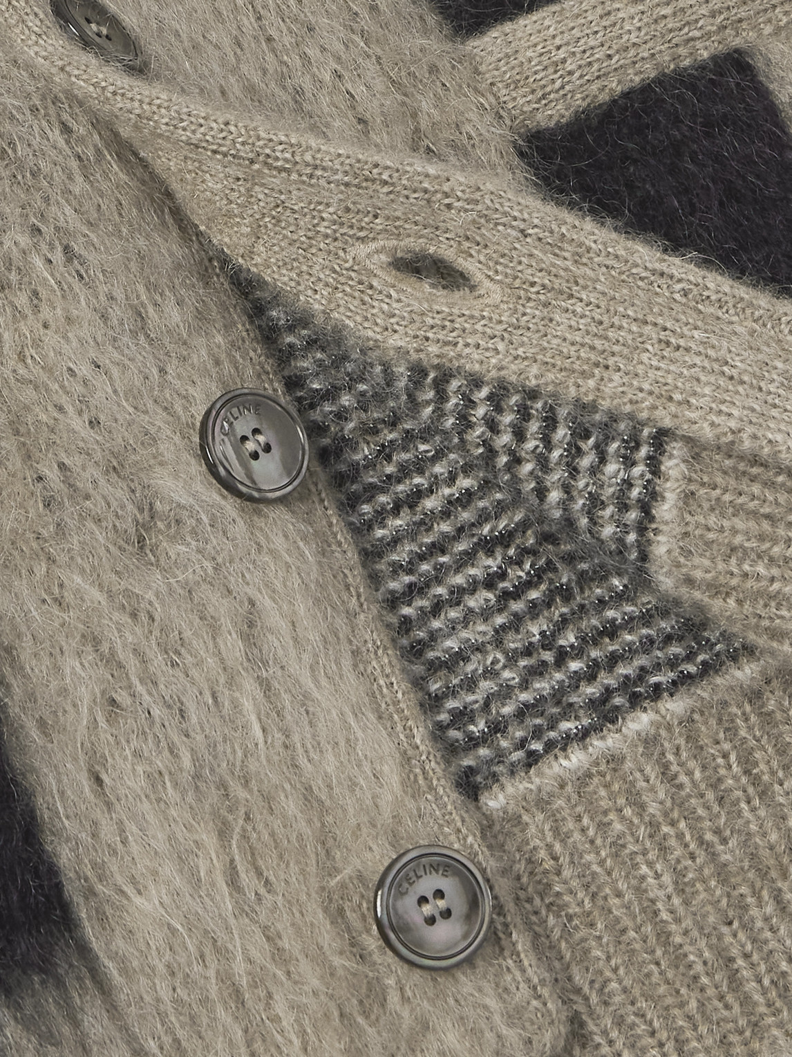 Celine Striped Wool-blend Cardigan In Gray