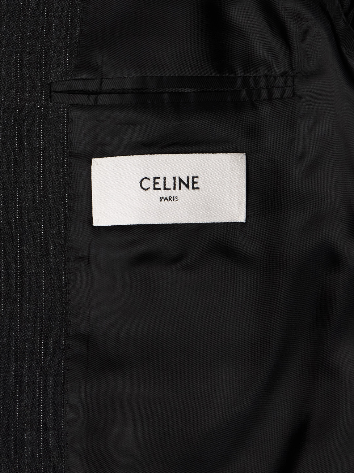 Celine Pinstriped Wool And Silk-blend Gabardine Blazer In Gray