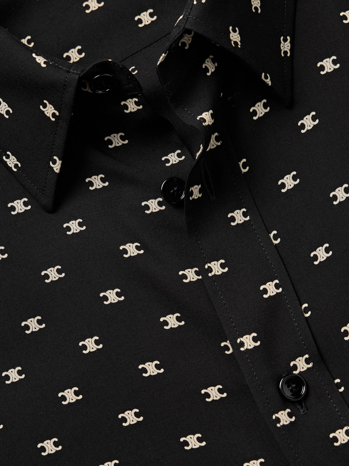 Celine Logo-print Woven Shirt In Black