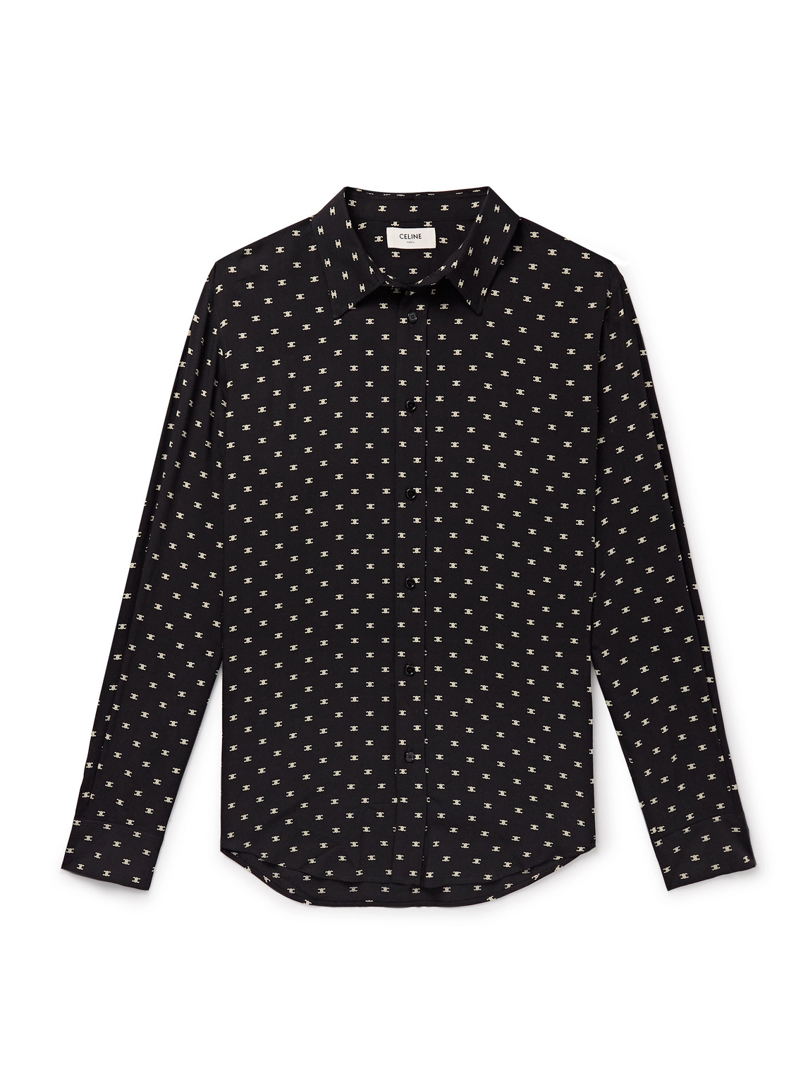 Celine Logo-print Woven Shirt In Black