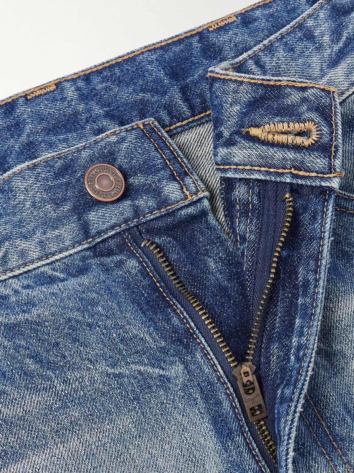 Celine Wide-leg Distressed Jeans In Blue