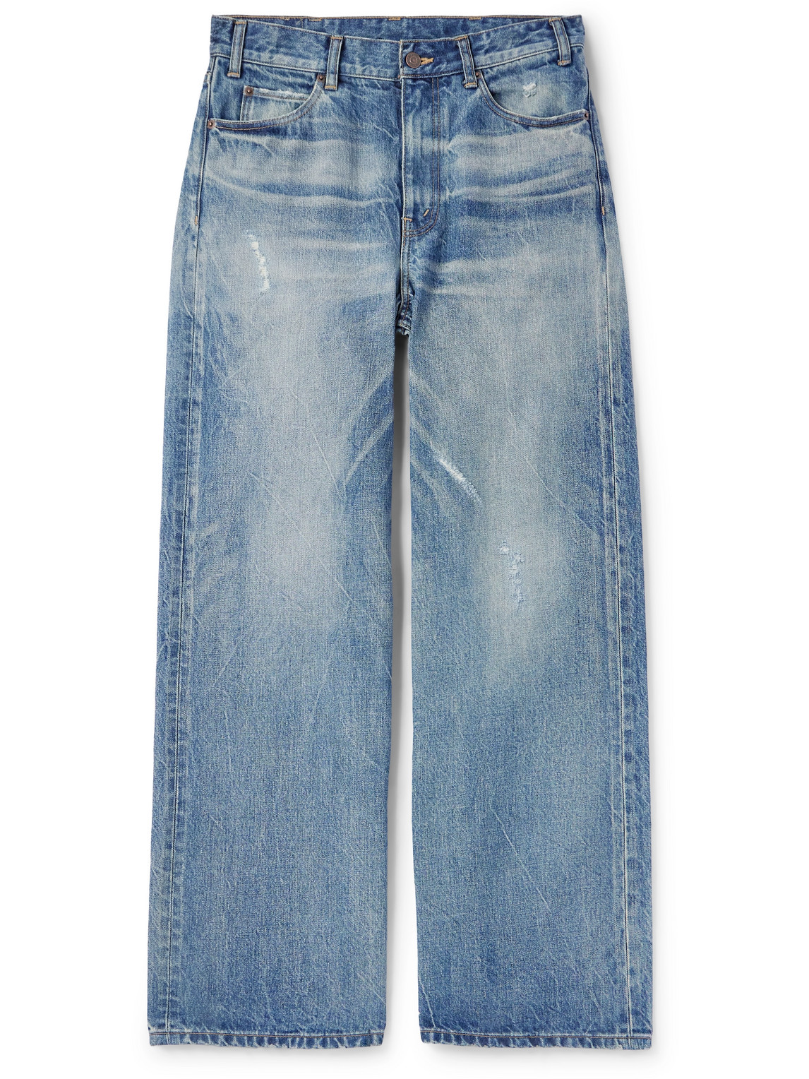 Celine Wide-leg Distressed Jeans In Blue