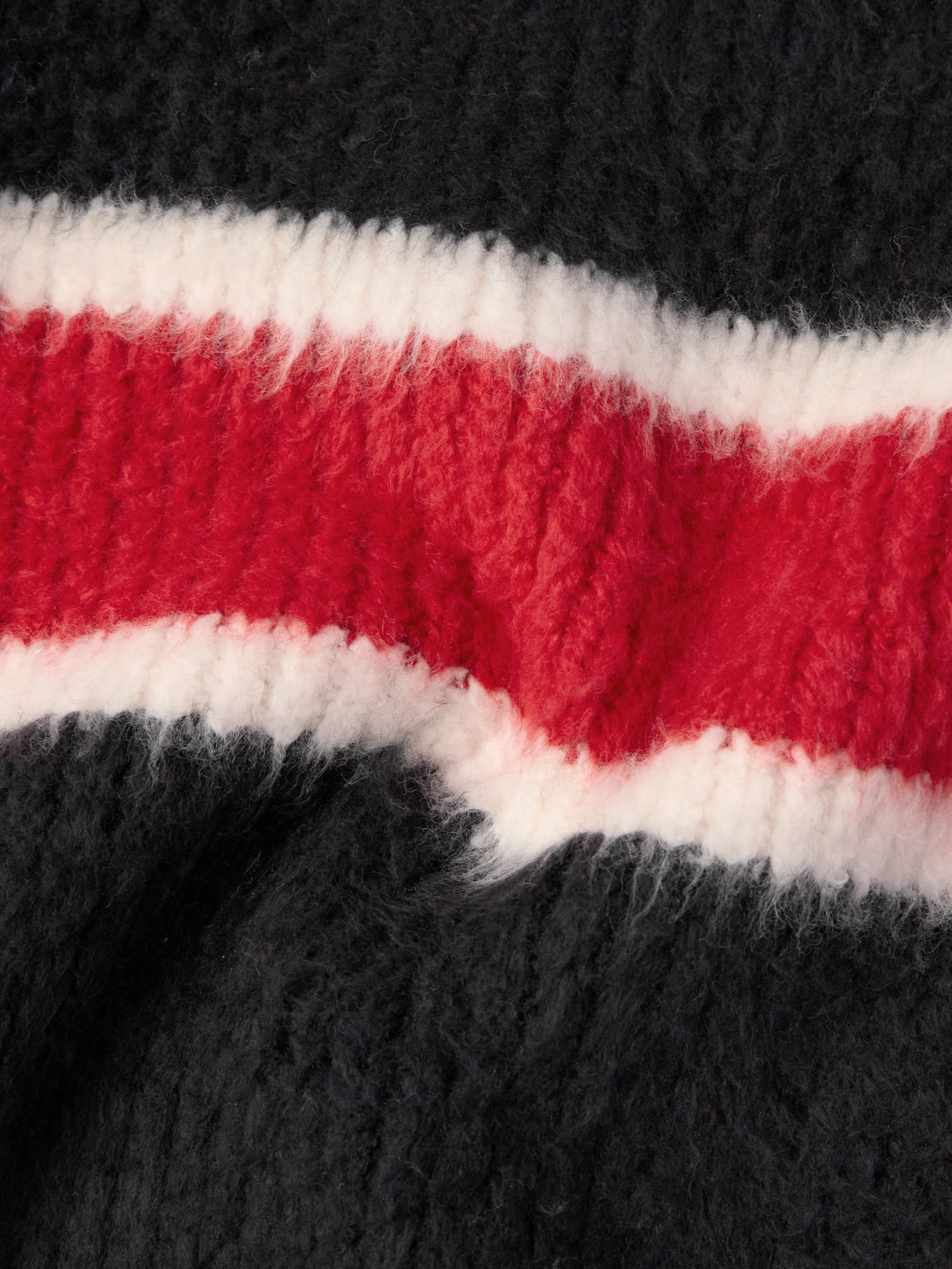 Celine Striped Cotton Blend Crew-neck Sweater In Red