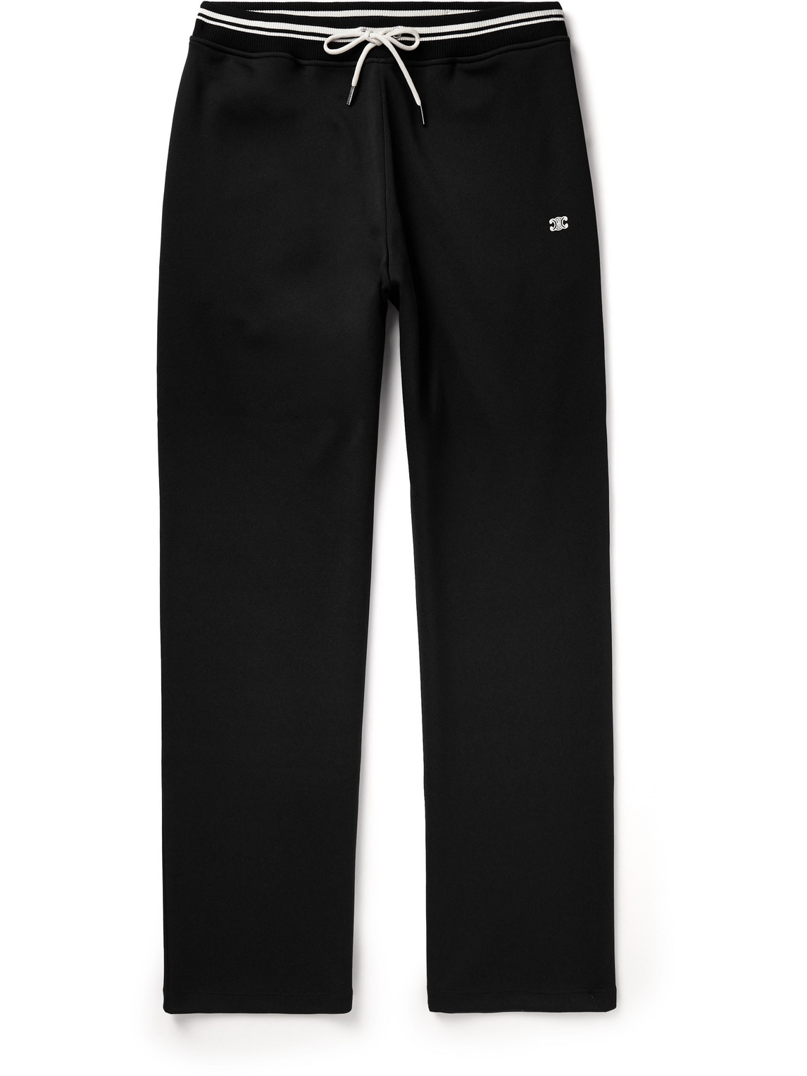 Celine Straight-leg Striped Jersey Sweatpants In Black