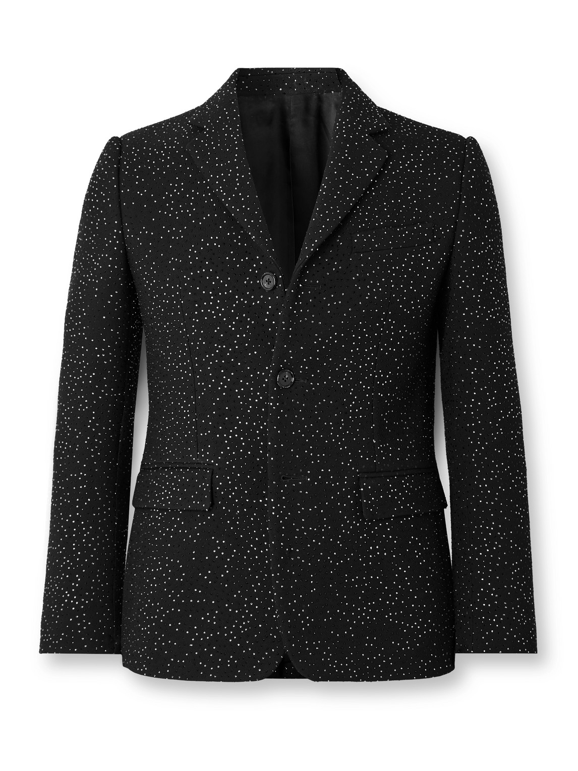 Celine Slim-fit Crystal-embellished Wool-twill Suit Jacket In Animal Print