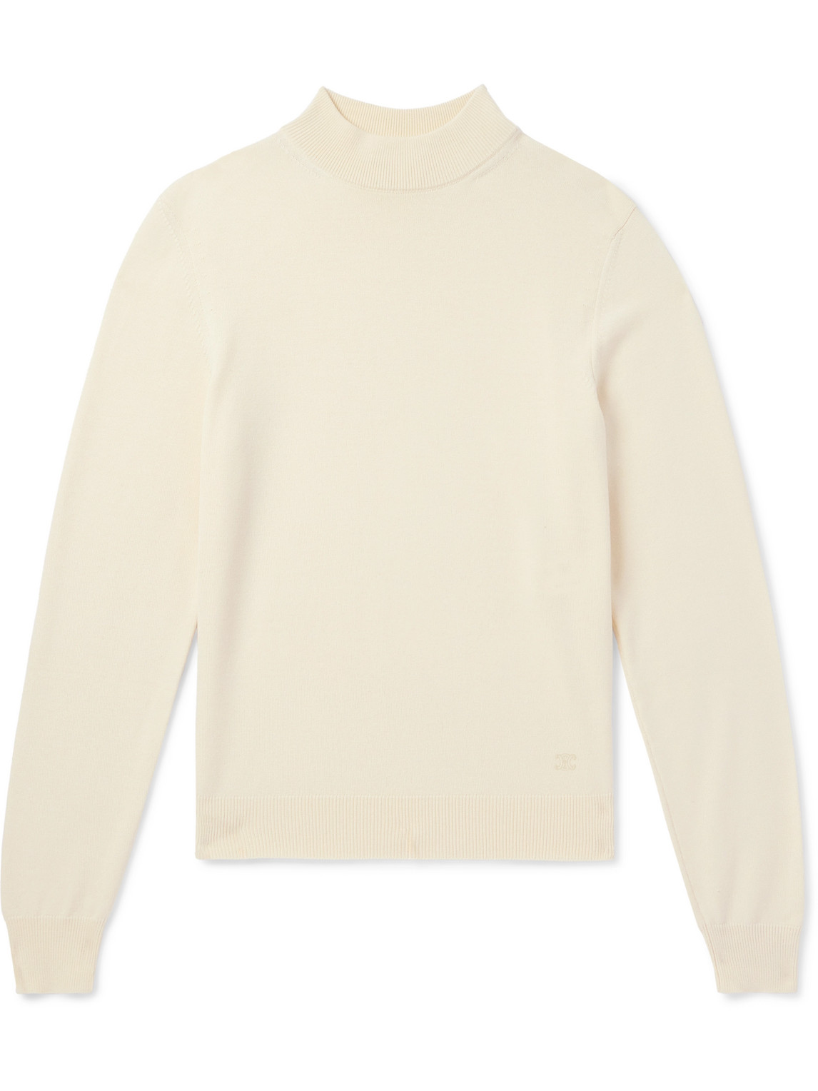 Celine Logo-embroidered Wool-blend Rollneck Sweater In Gray