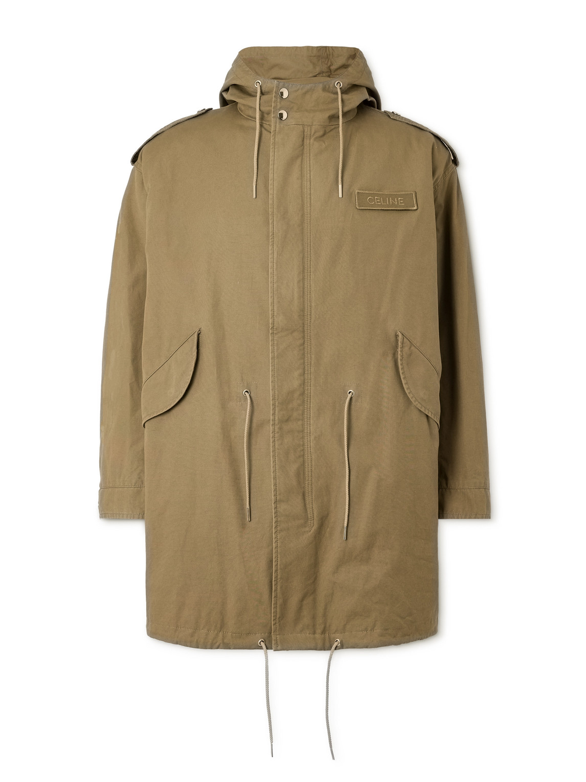 Celine Cotton-canvas Hooded Parka In Brown