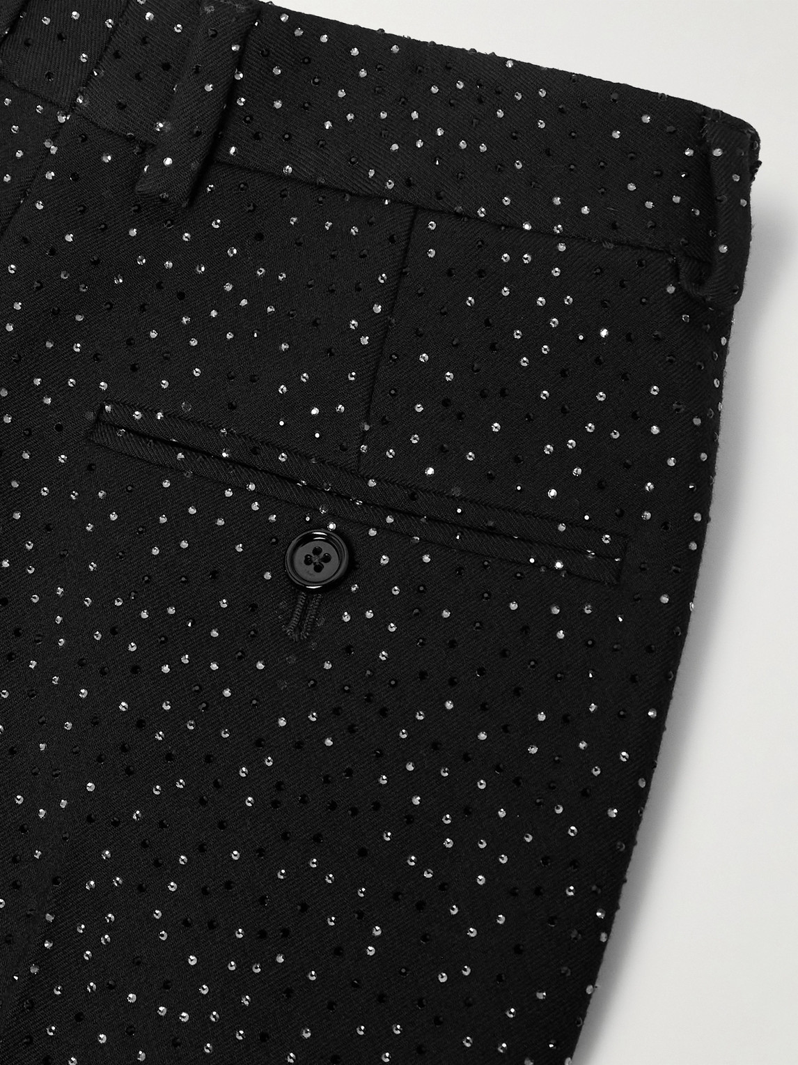 Celine Straight-leg Crystal-embellished Wool-twill Suit Trousers In Black