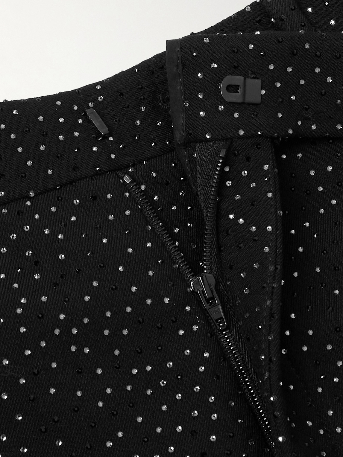 Celine Straight-leg Crystal-embellished Wool-twill Suit Trousers In Black
