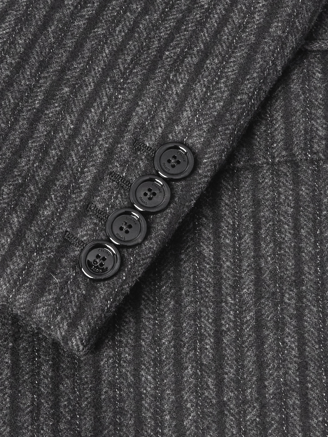 Celine Chesterfield Striped Wool Coat In Gray