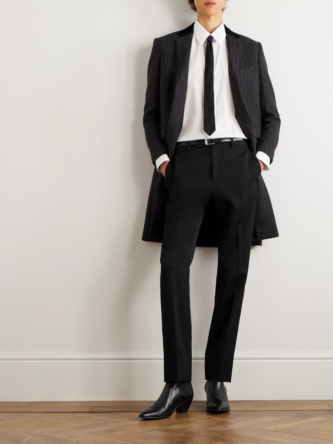 Celine Slim-fit Wool-twill Trousers In Black