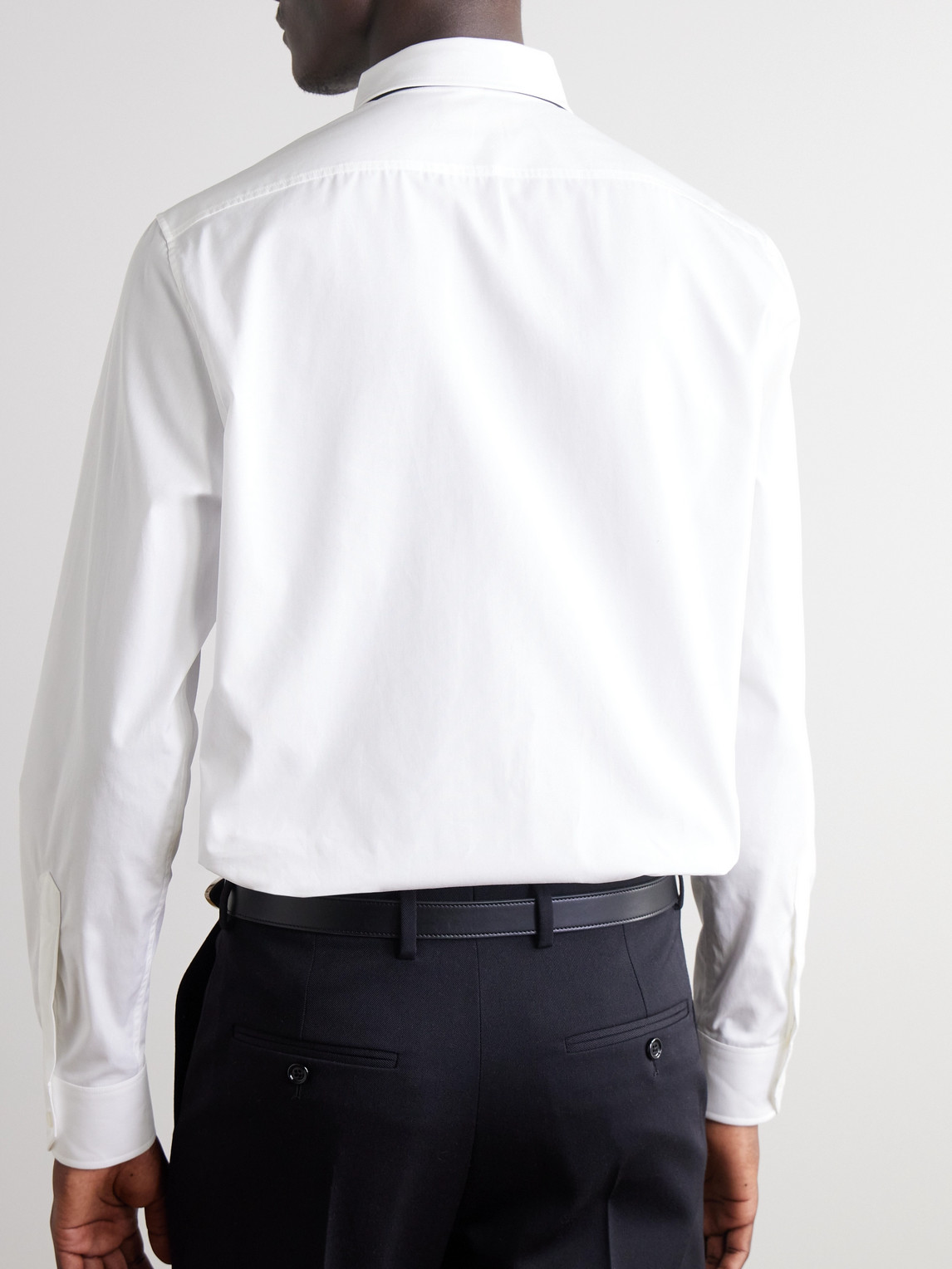 Celine Logo-embroidered Cotton-poplin Shirt In White