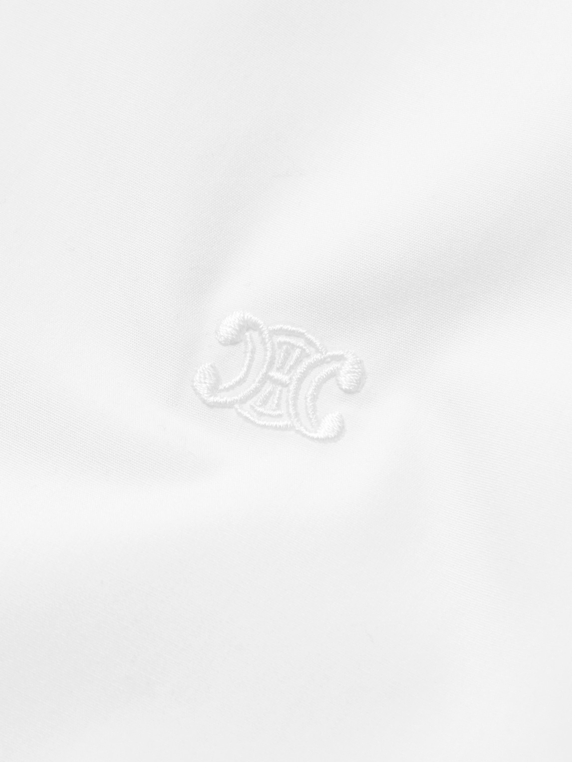 Celine Logo-embroidered Cotton-poplin Shirt In White