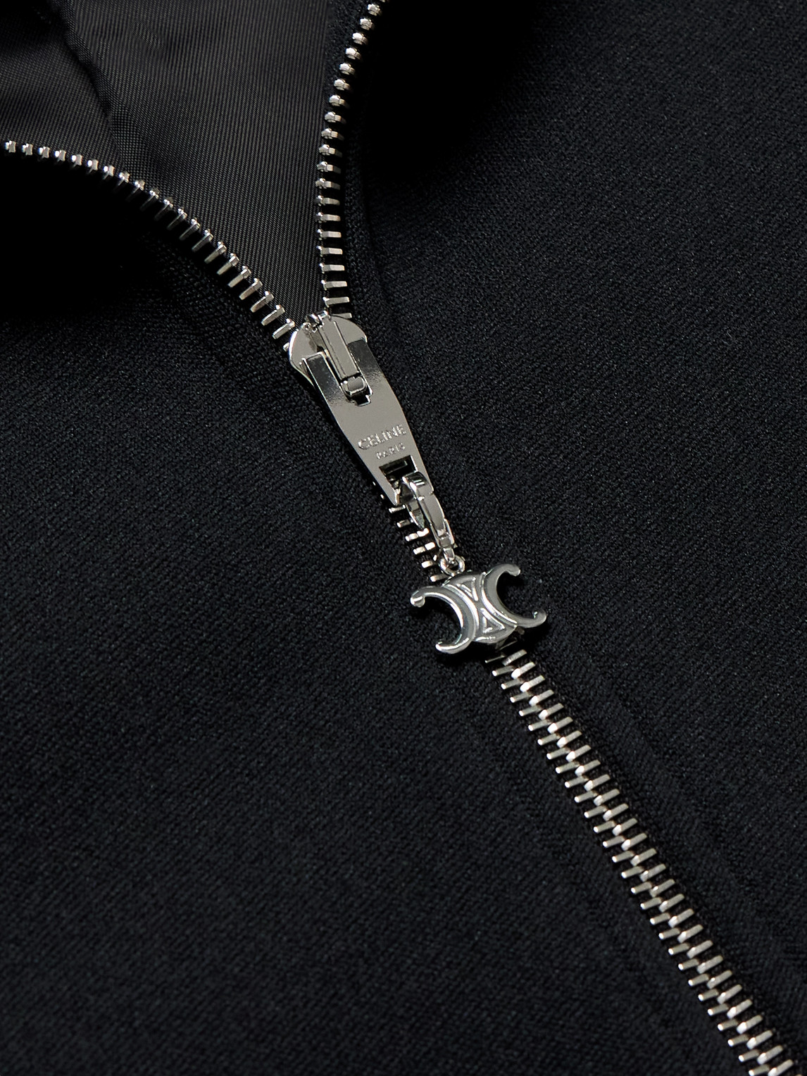 Celine Logo-embroidered Striped Tech-jersey Track Jacket In Black