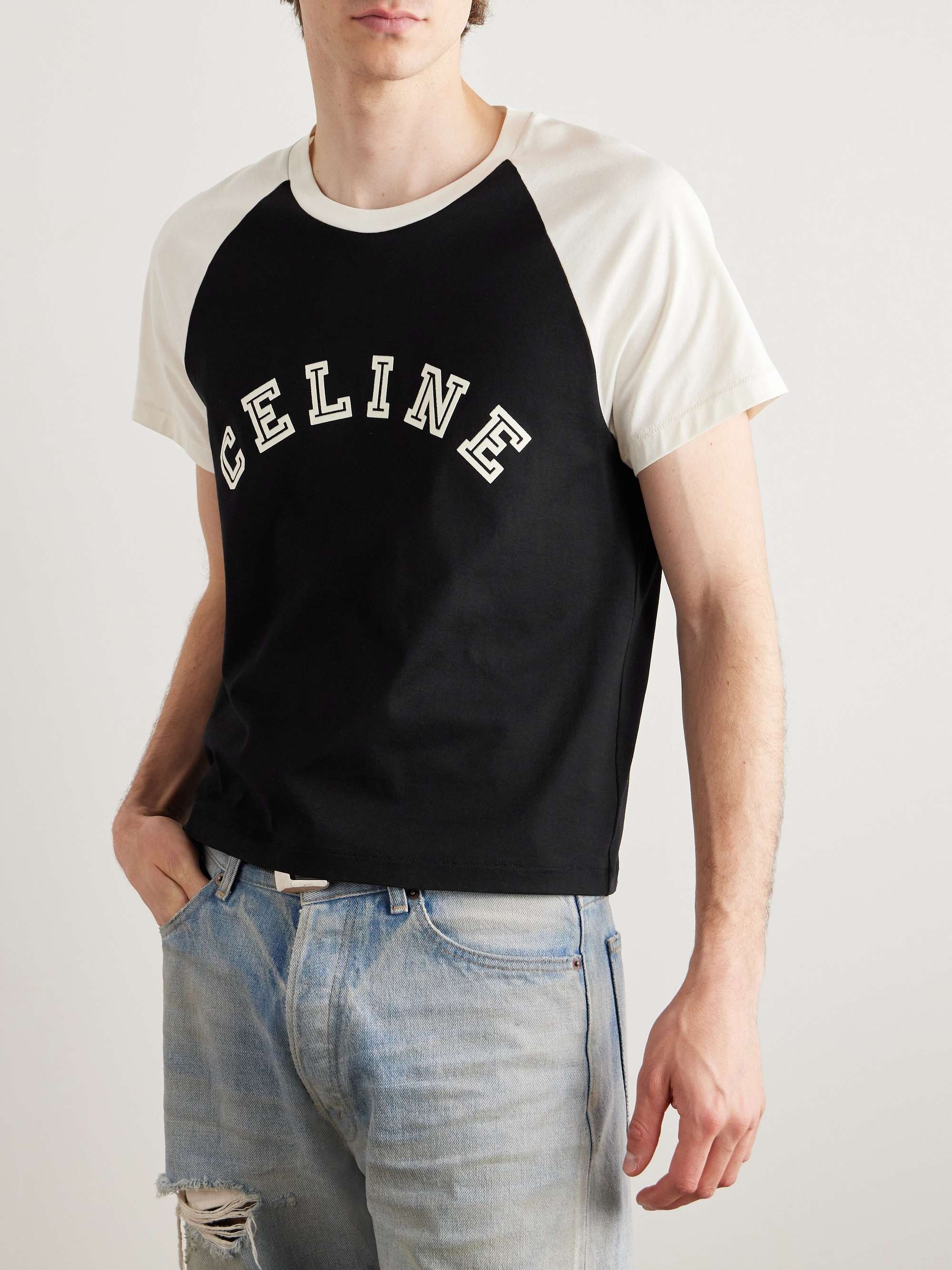 CELINE HOMME Logo-Print Cotton-Jersey T-Shirt for Men | MR