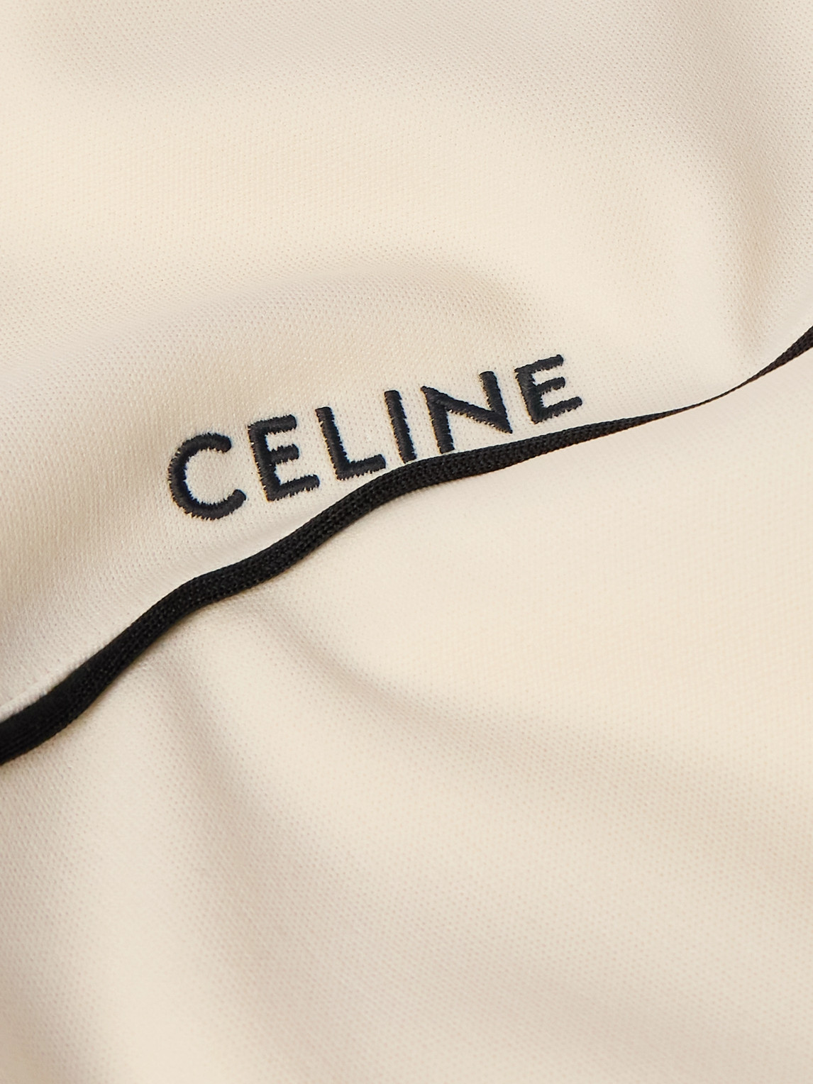 Celine Logo-embroidered Mesh-trimmed Jersey Track Jacket In Neutral