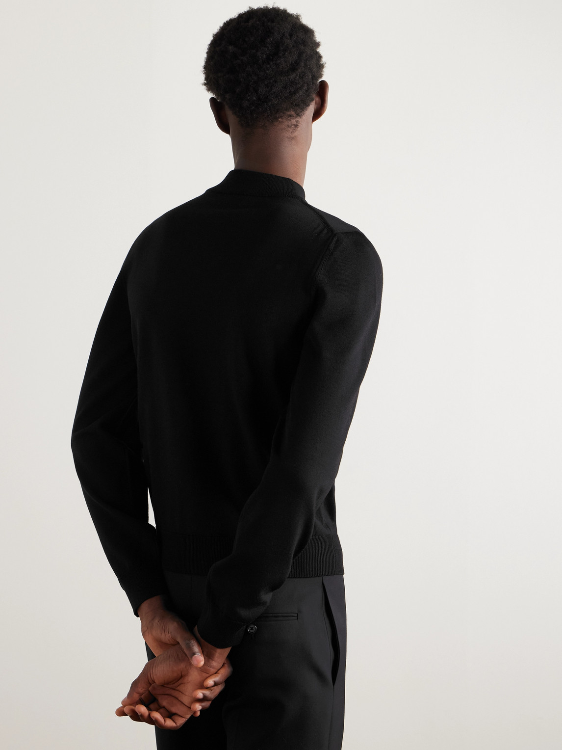 Celine Logo-embroidered Wool-blend Rollneck Sweater In Black