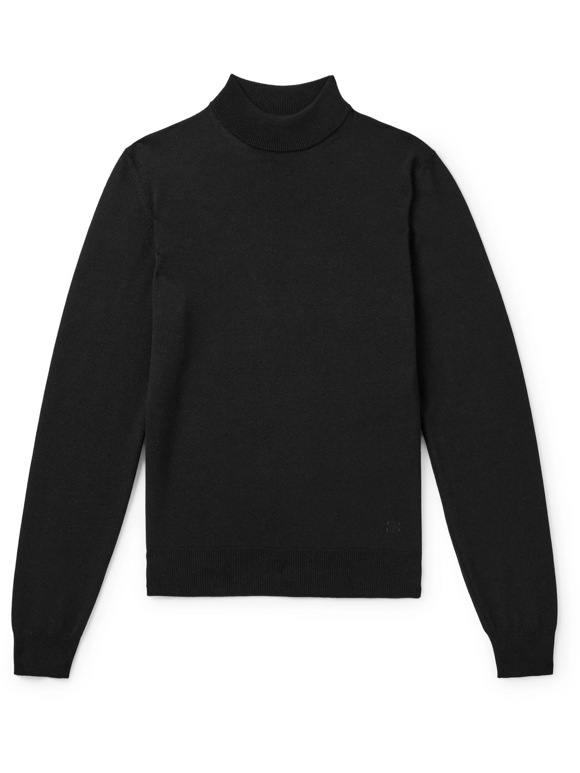 Celine Logo-embroidered Wool-blend Rollneck Sweater In Black