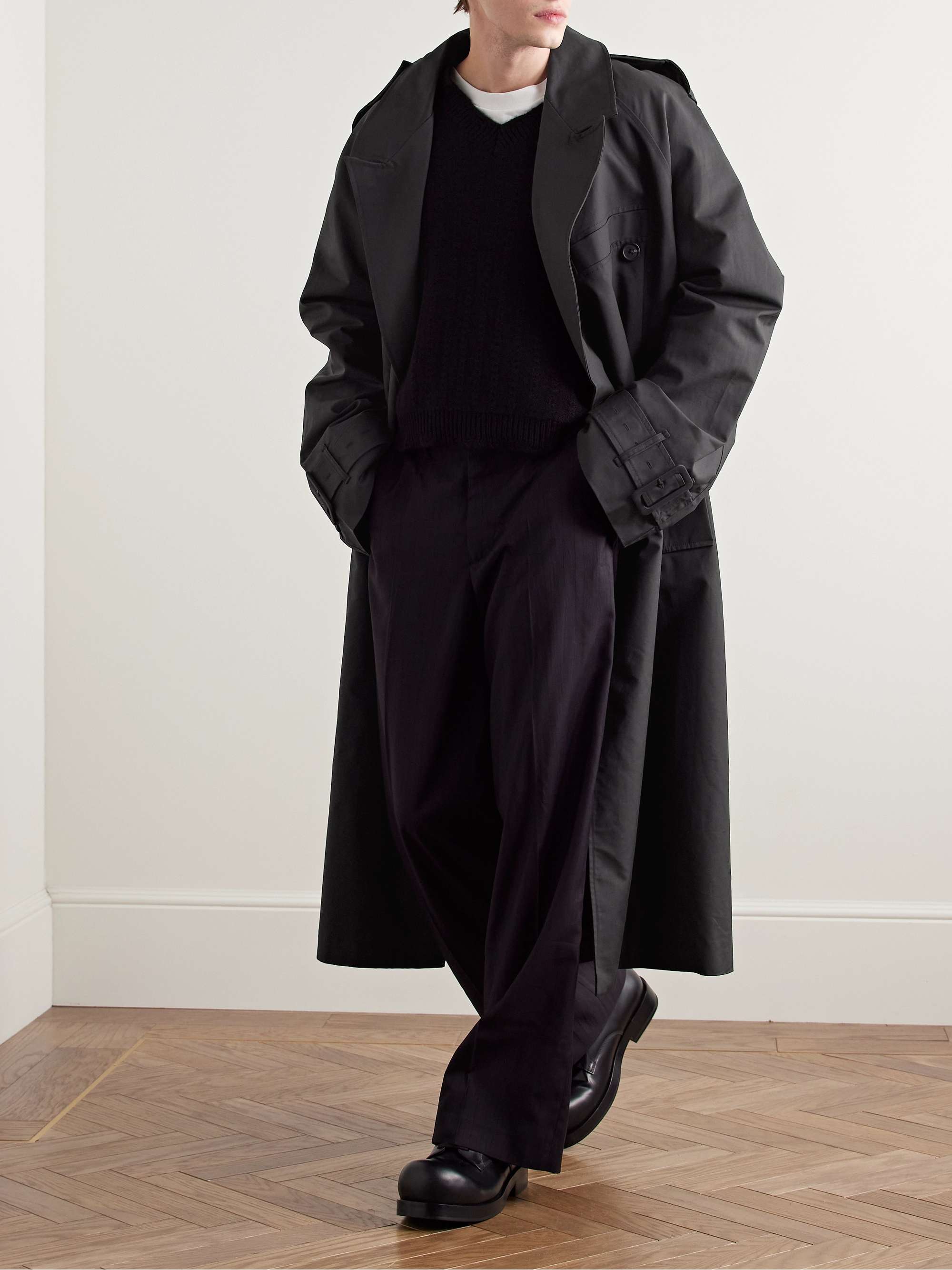 Wellington Oversized Double Breasted Cotton Canvas Trench Coat