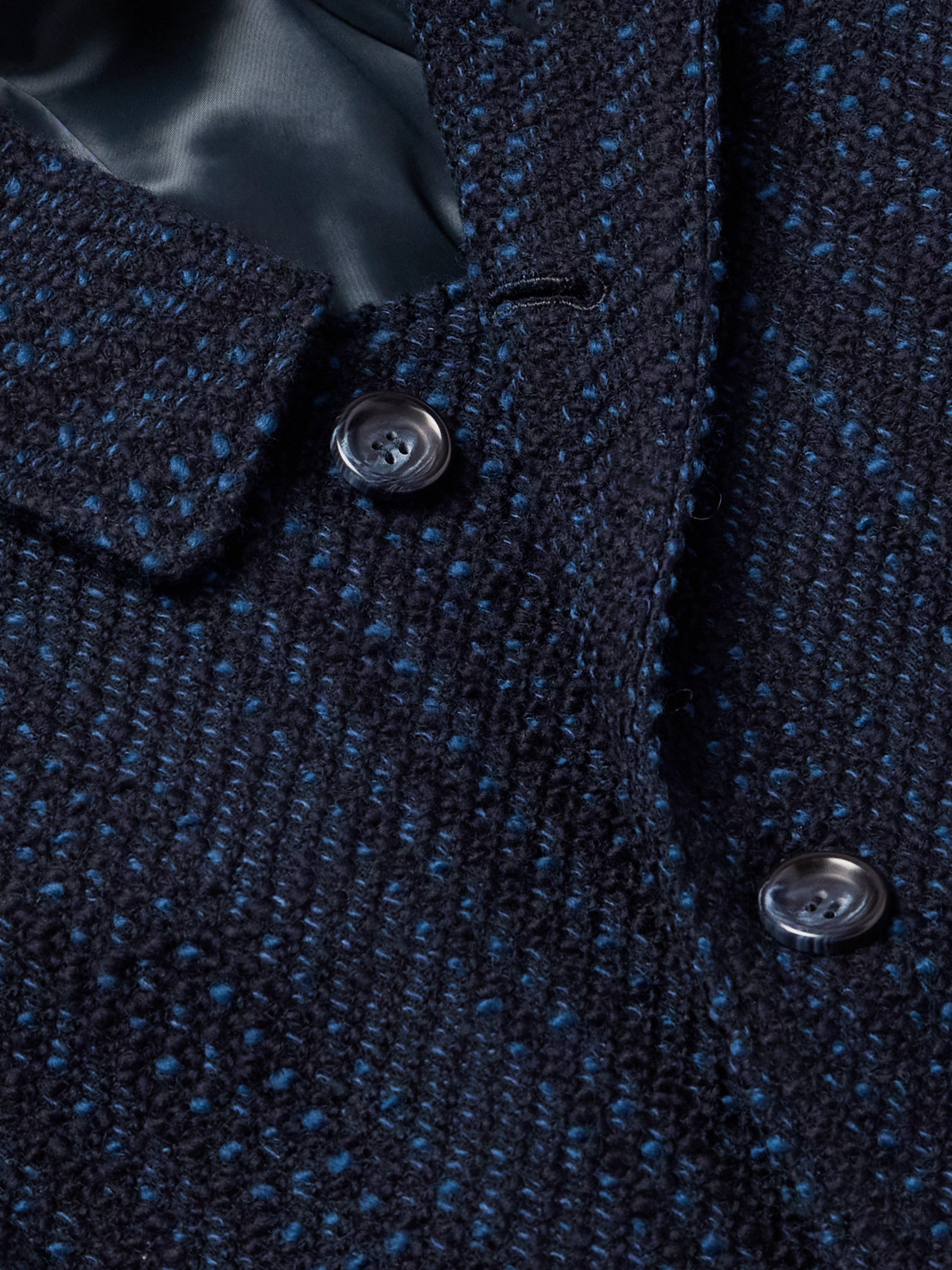 Blue Blue Japan - Wool-Blend Tweed Balmacaan Coat - Curated Menswear