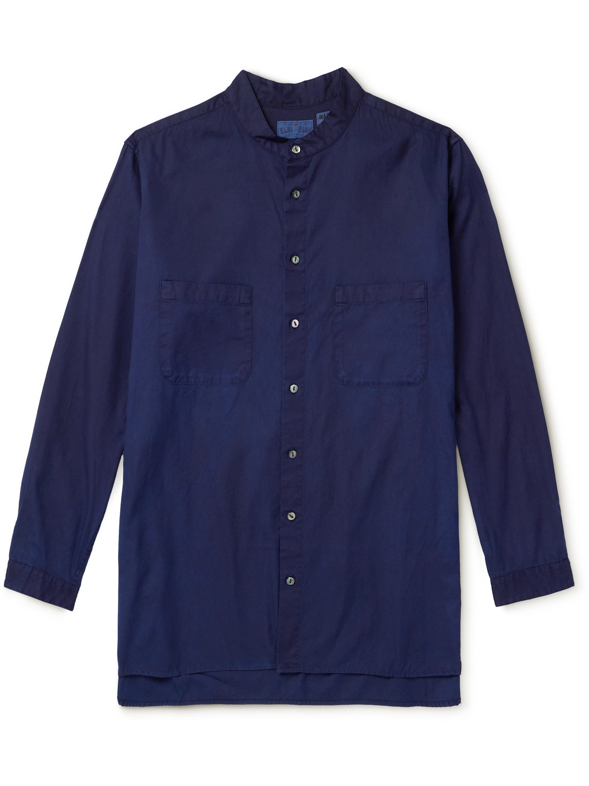 Blue Blue Japan Oversized Grandad-collar Indigo-dyed Cotton Oxford Shirt In Blue