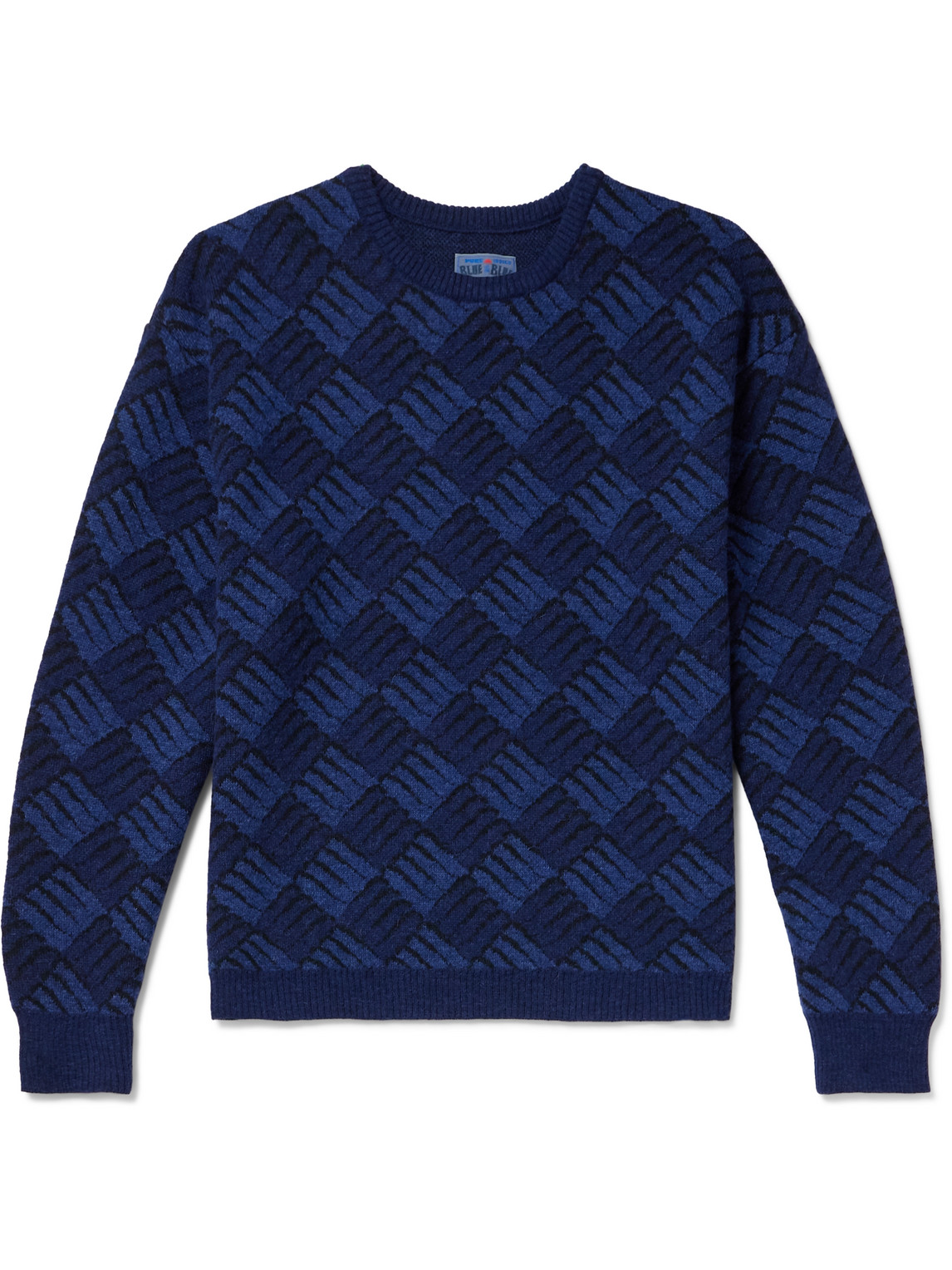 Blue Blue Japan Wind And Wave Jacquard-knit Sweater In Blue