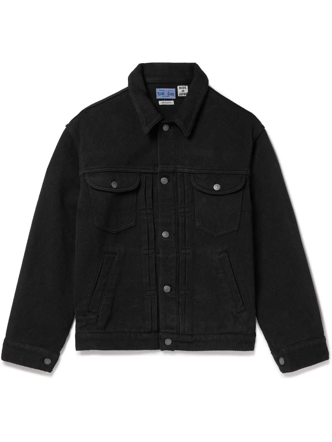 Blue Blue Japan Sashiko Cotton-canvas Trucker Jacket In Black