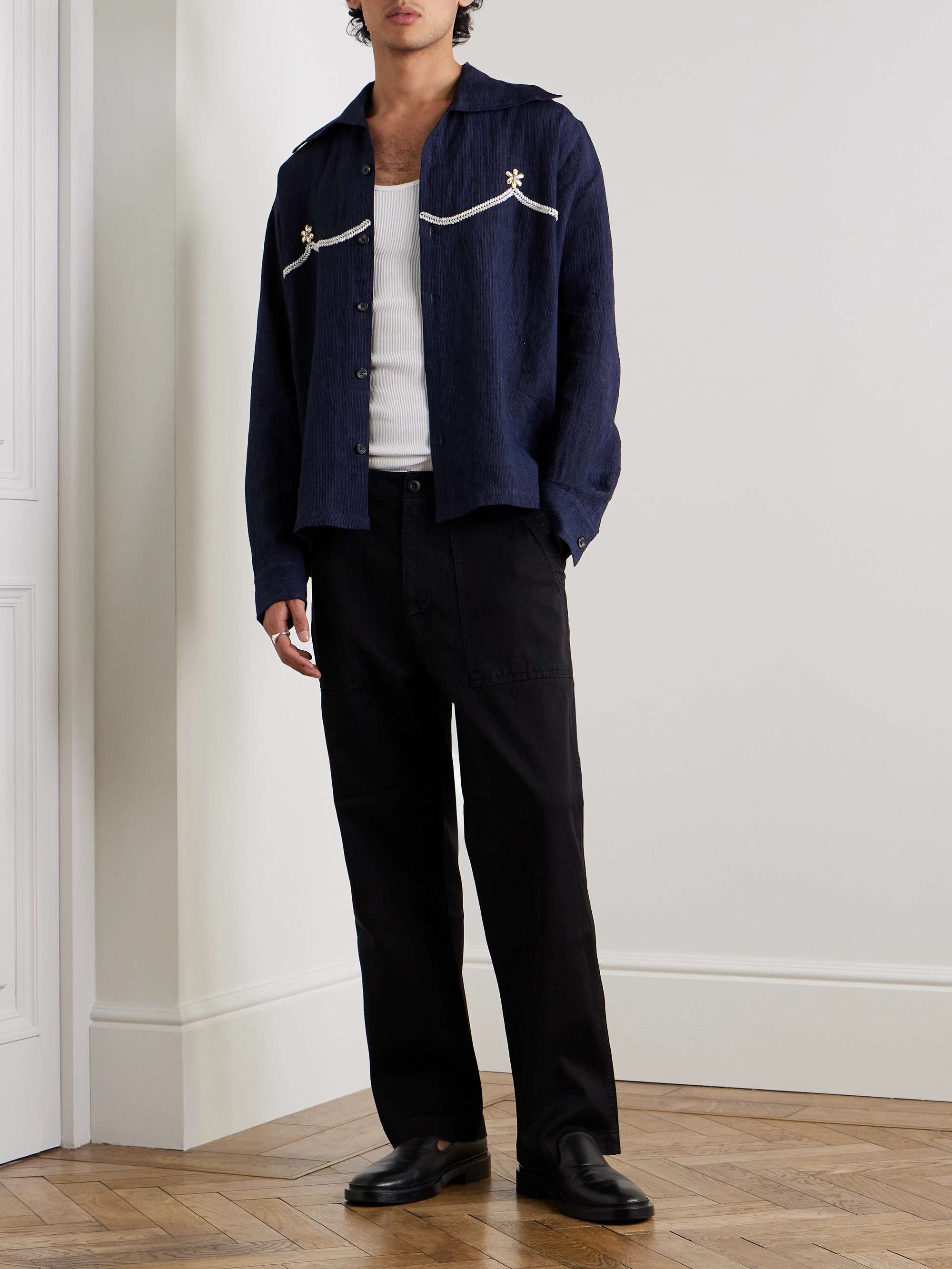 WACKO MARIA Logo-Embroidered Appliquéd Leopard-Jacquard