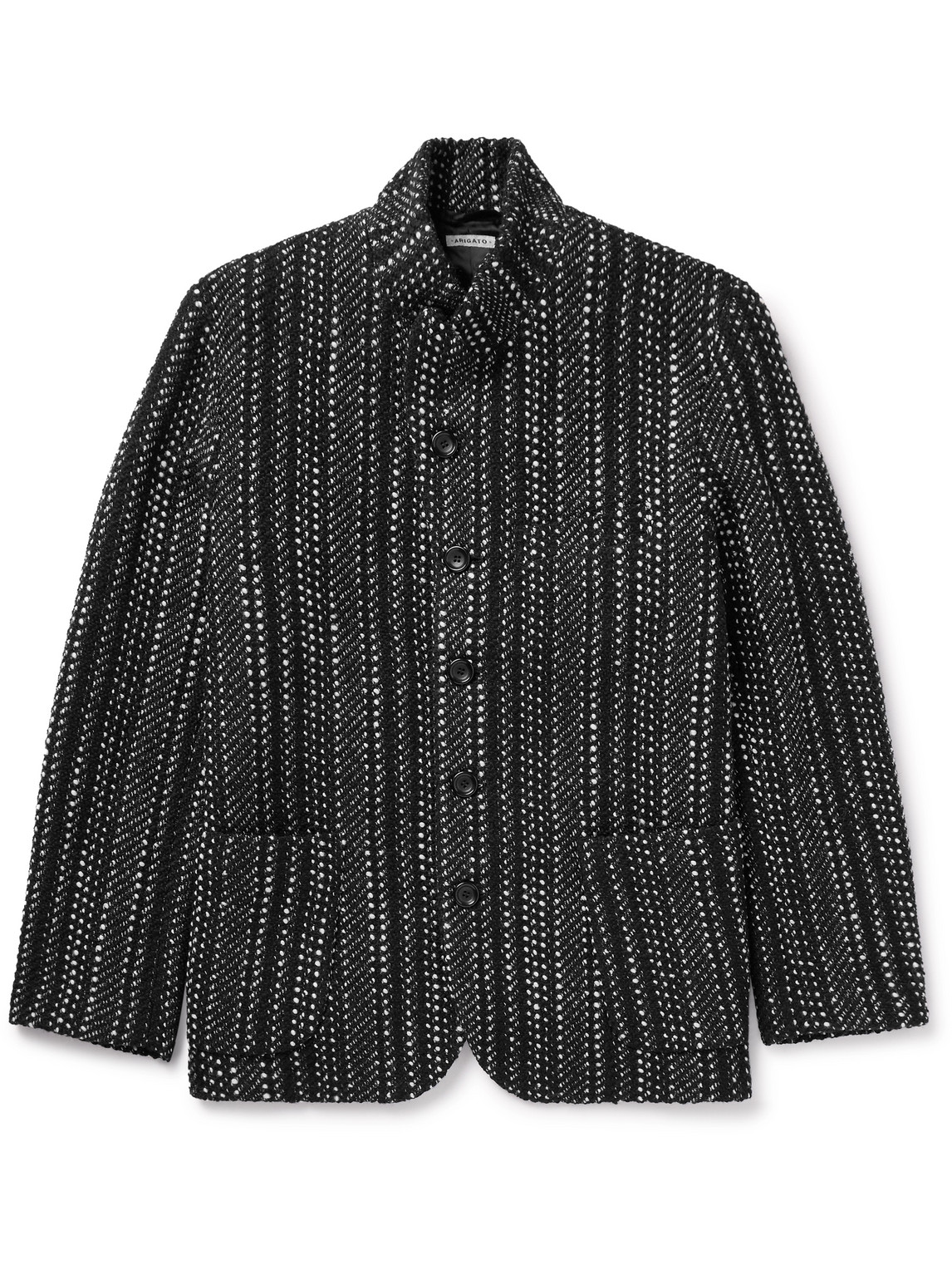 Blue Blue Japan Wool-blend Tweed Jacket In Black