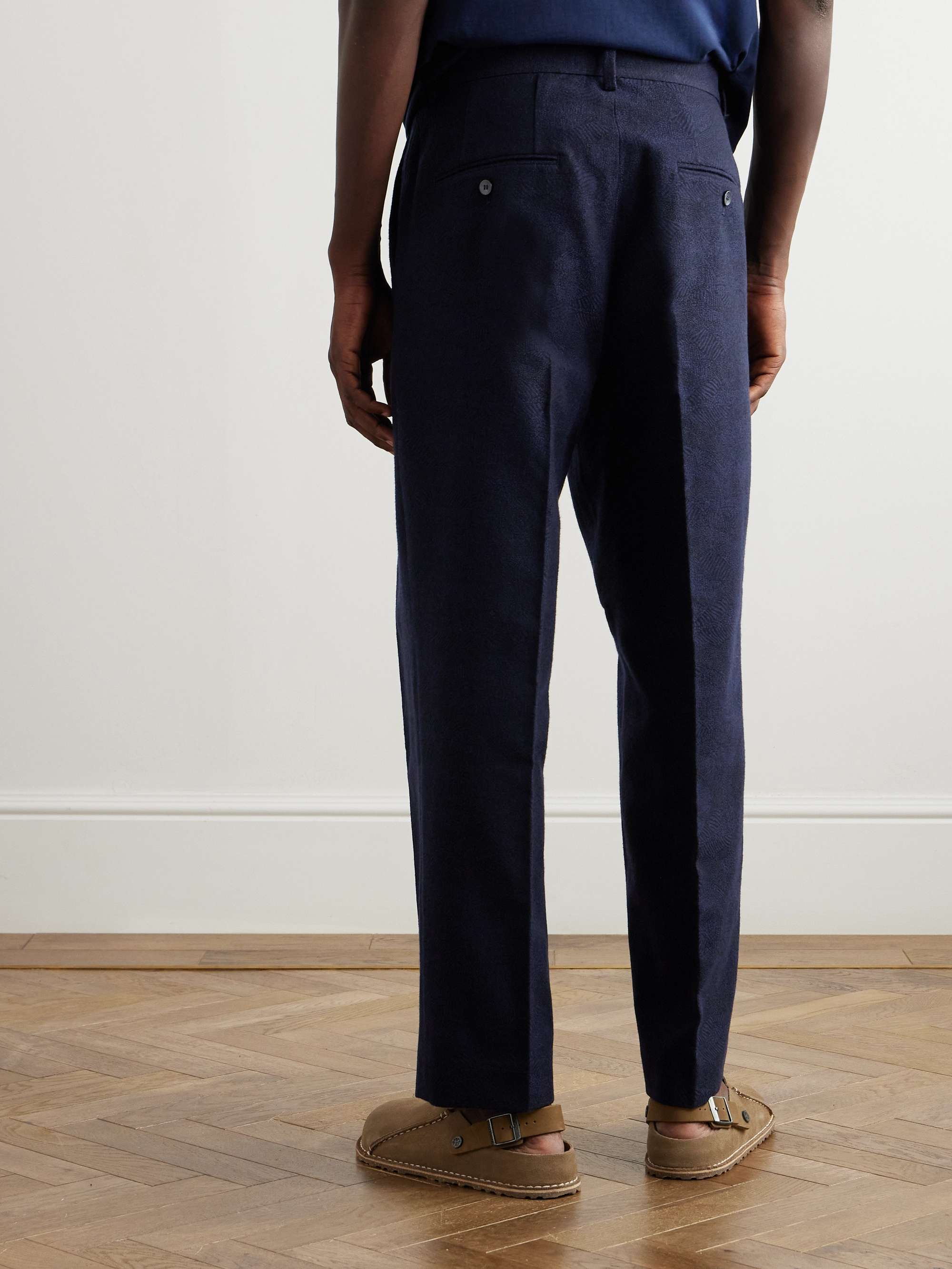 BLUE BLUE JAPAN Straight-Leg Pleated Jacquard Cotton and BLUE BLUE JAPAN Straight-Leg Pleated Jacquard Cotton and