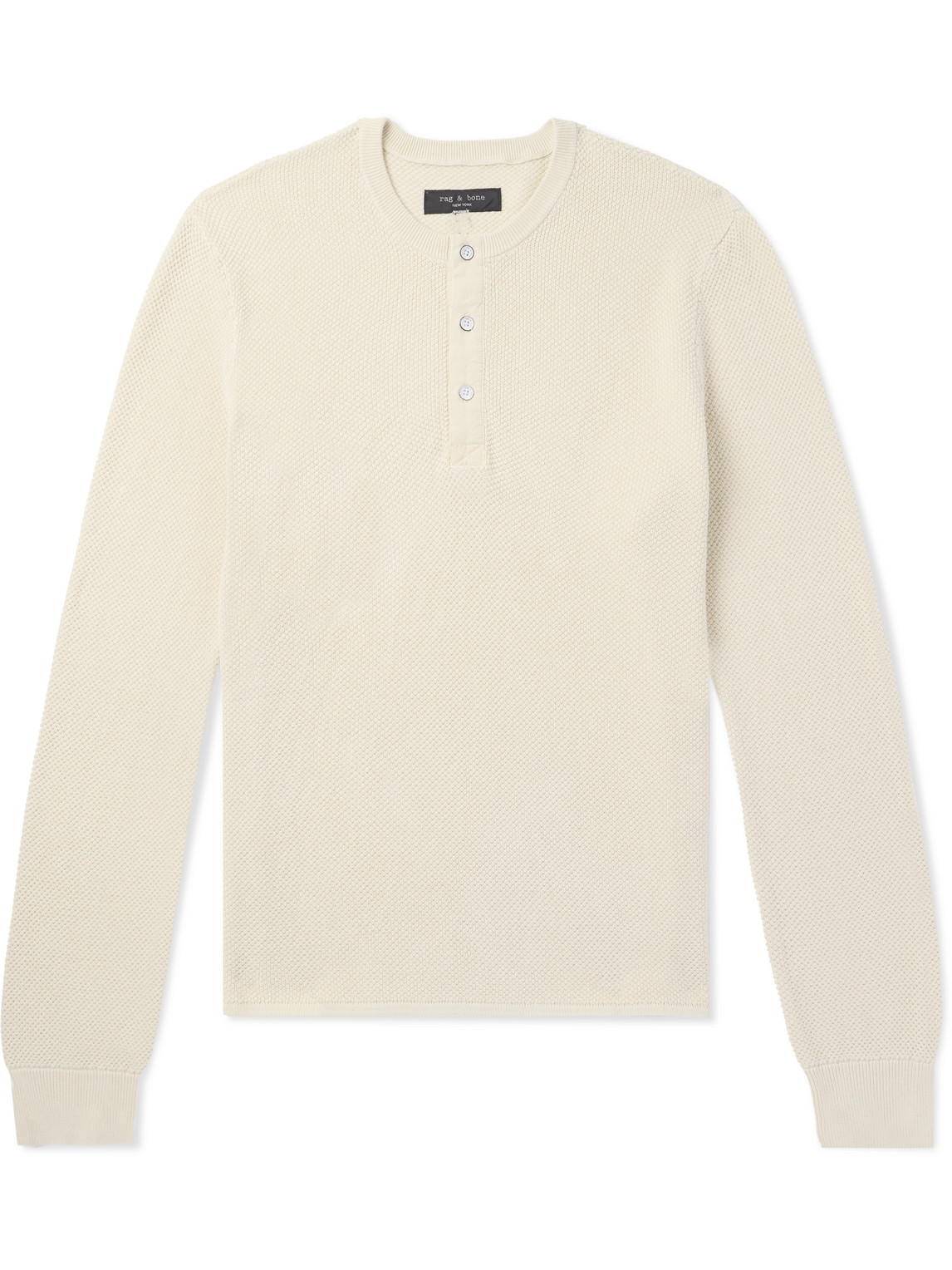 Rag & Bone Waffle-knit Long-sleeve T-shirt In Neutrals