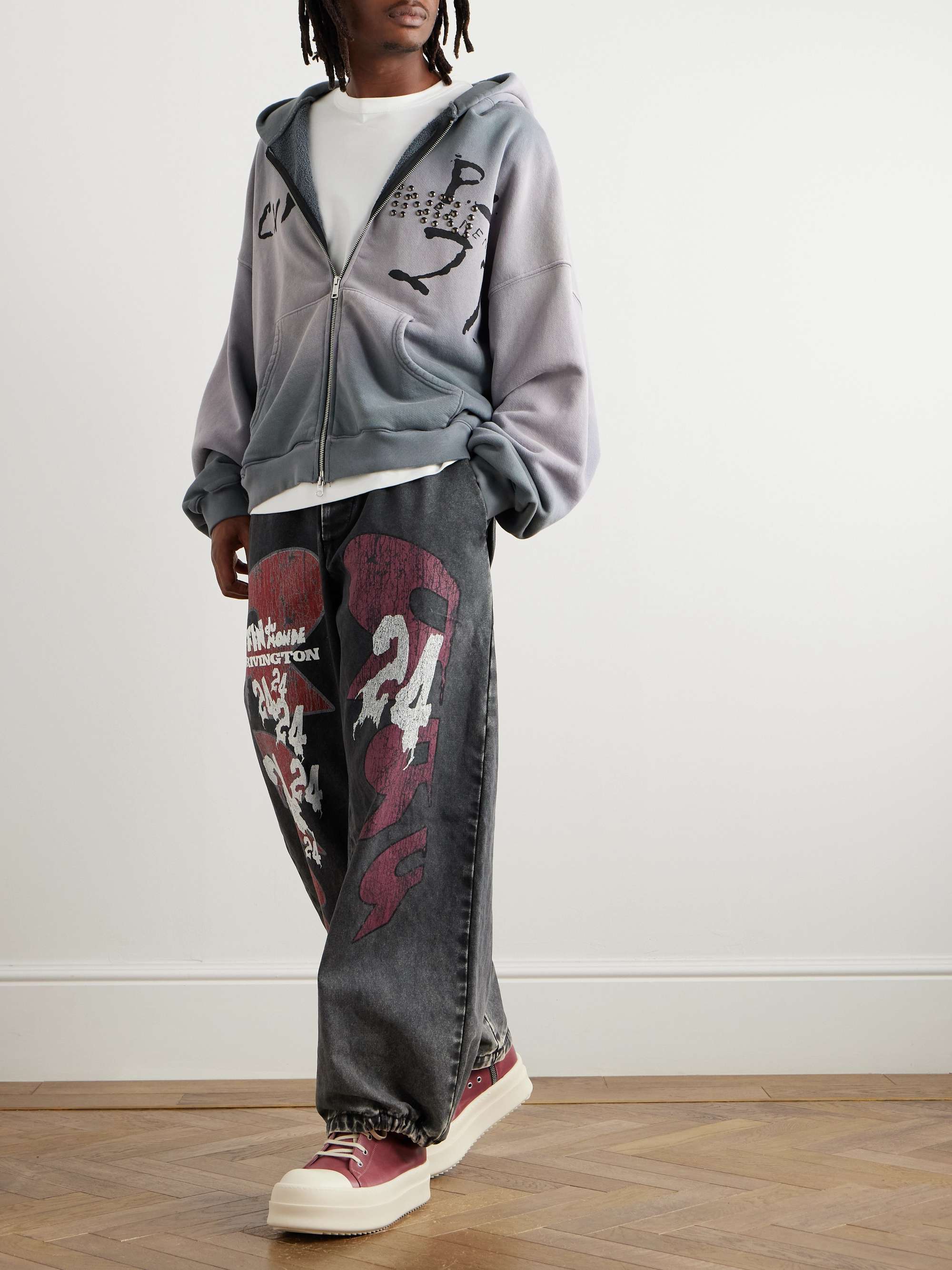 RRR123 Penta Gothic Straight-Leg Printed Jeans for Men | MR
