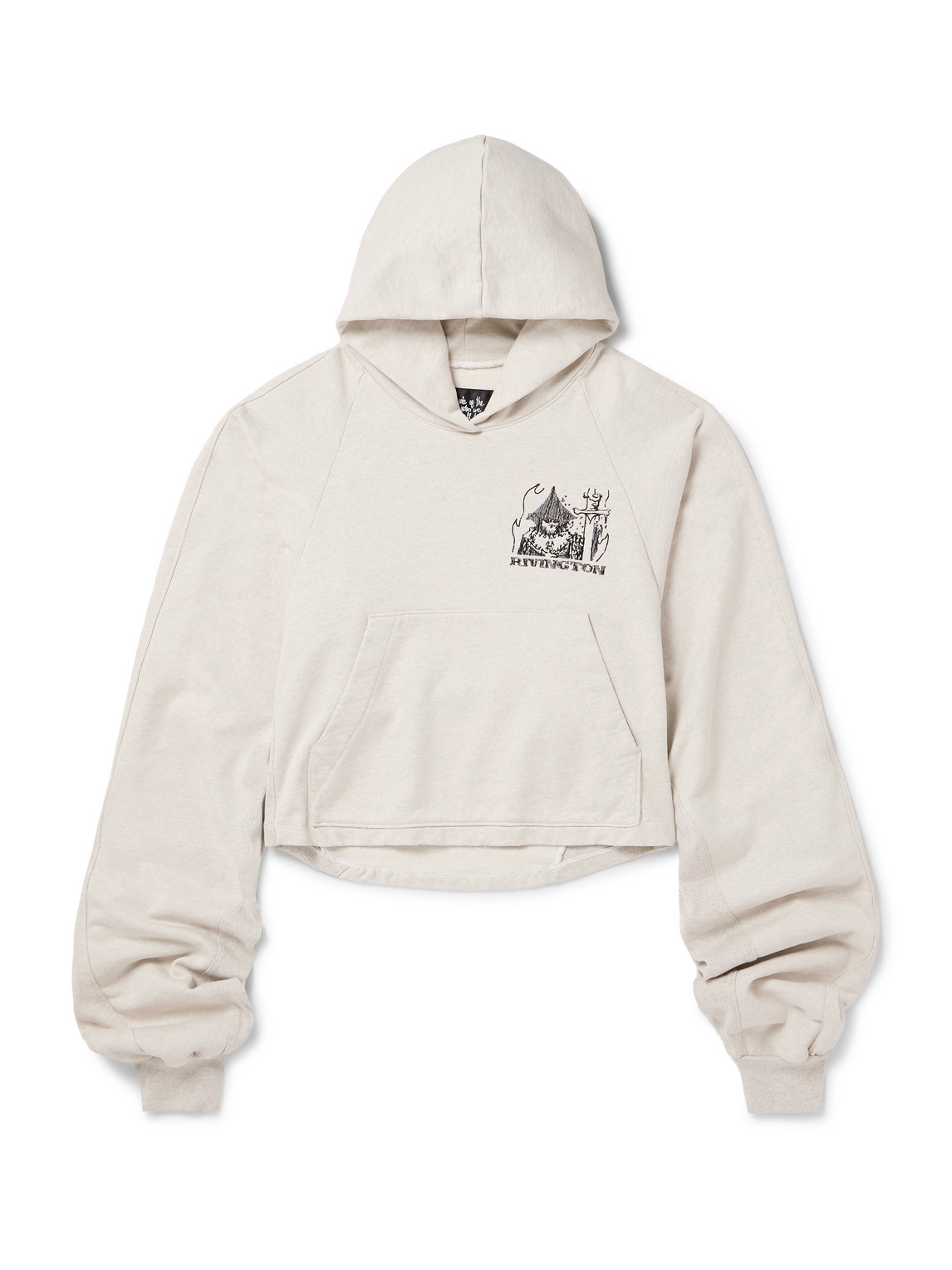 Cropped Embroidered Cotton-Jersey Hoodie
