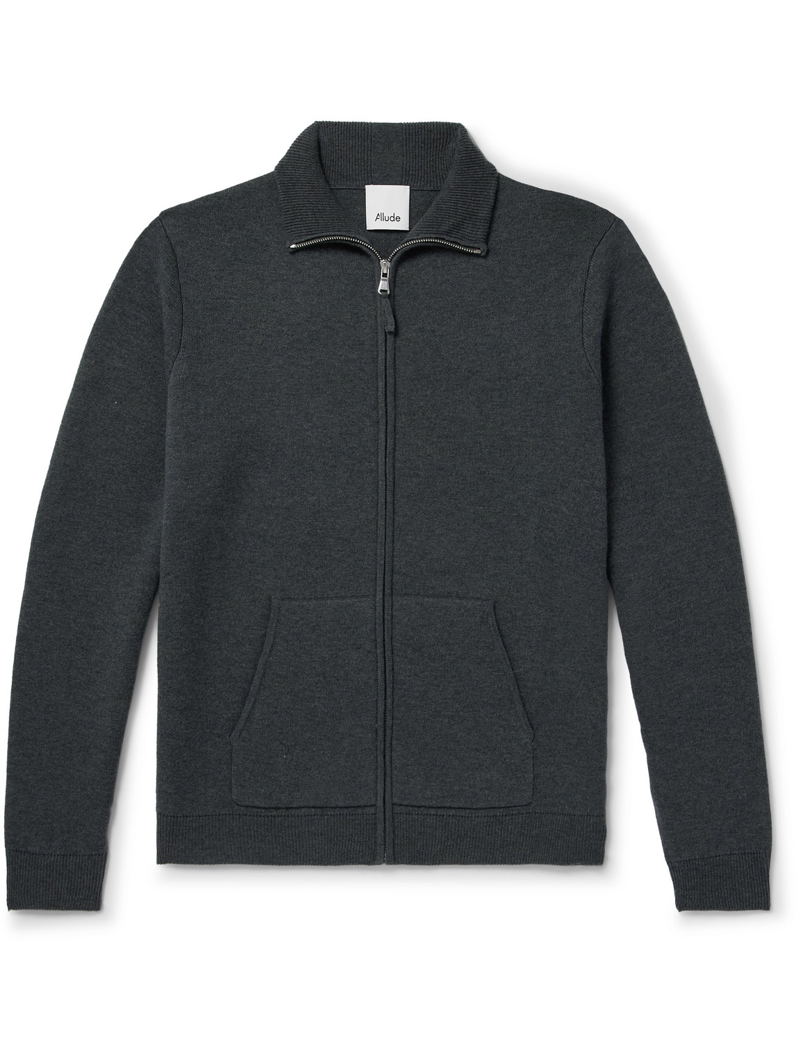 Allude Wool And Cashmere-blend Zip-up Cardigan In Gray