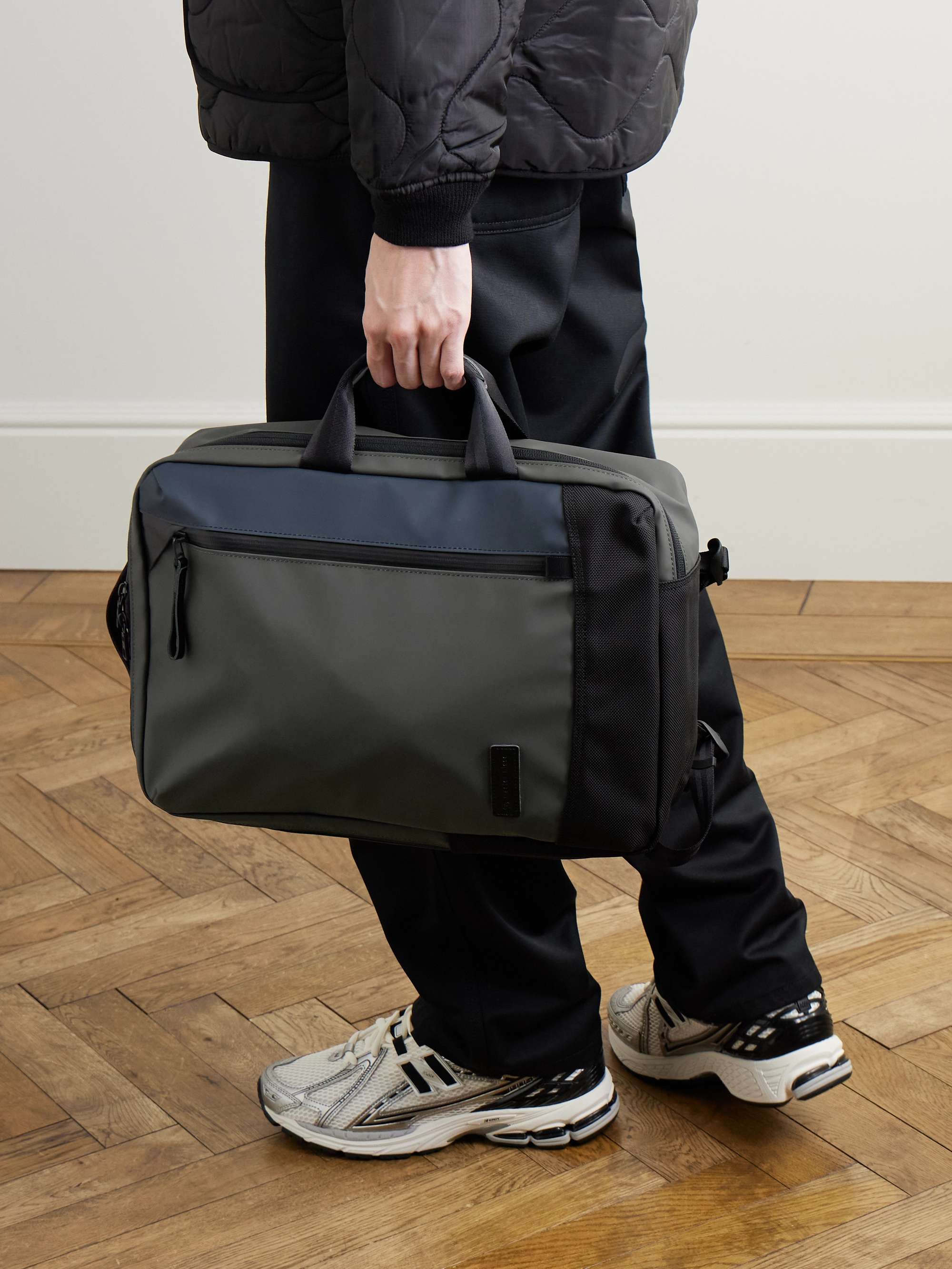 MASTER-PIECE Leather-Trimmed Nylon Backpack