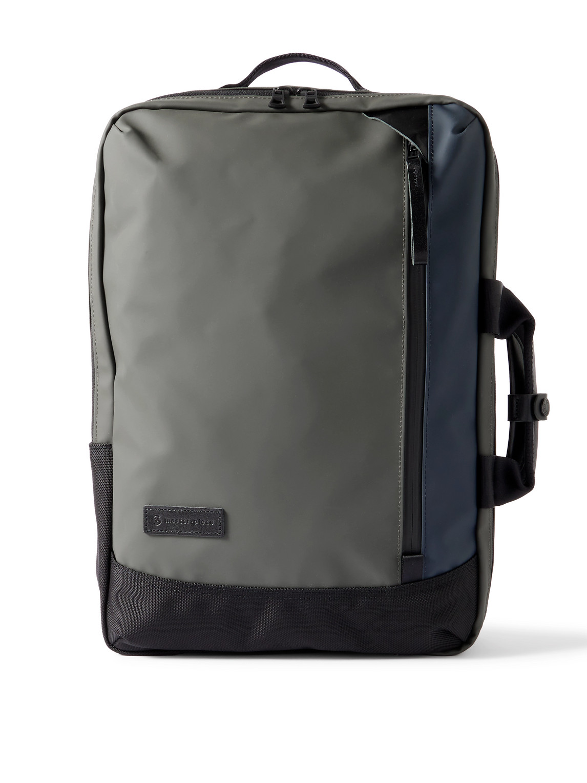 Master-piece Leather-trimmed Nylon Backpack In Gray