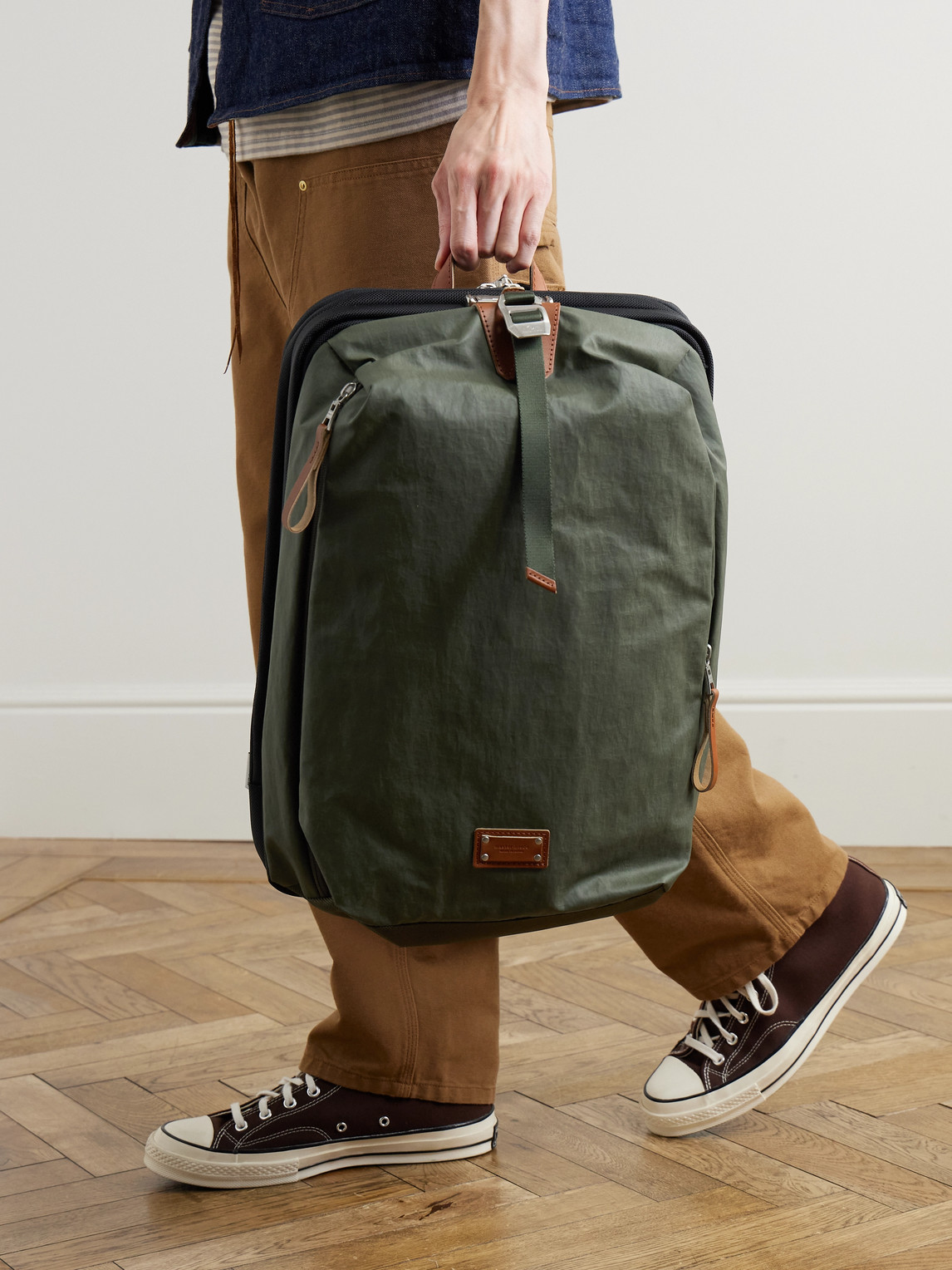 Master-piece Bump L Canvas And Leather-trimmed Cordura® Nylon Backpack In Green