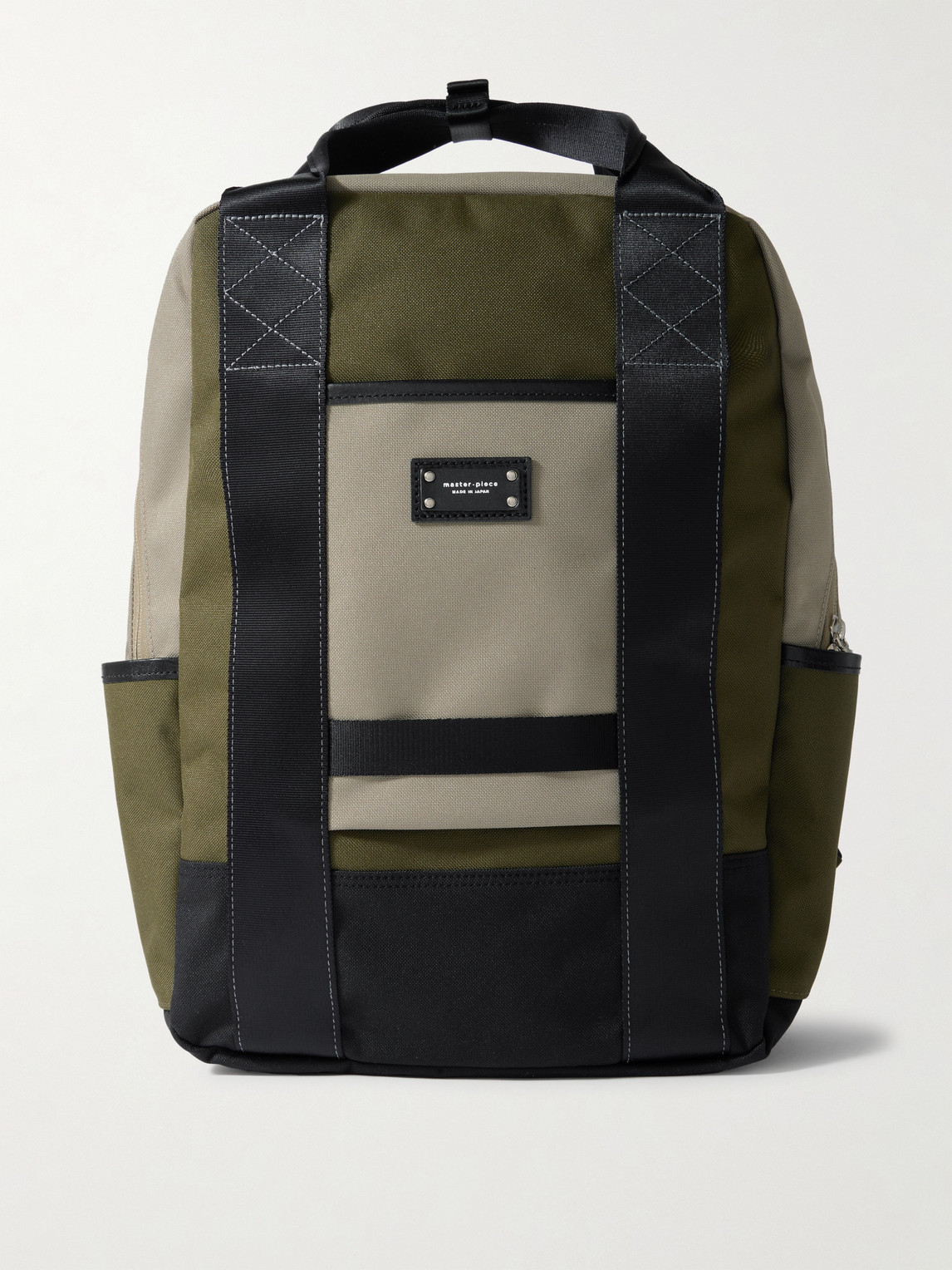 Master-piece Defend Leather-trimmed Coated-canvas Backpack In Green