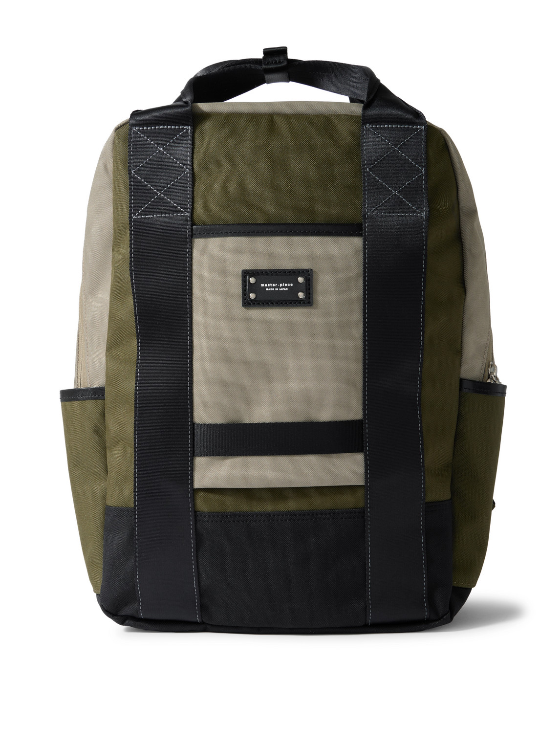 Master-piece Defend Leather-trimmed Coated-canvas Backpack In Green