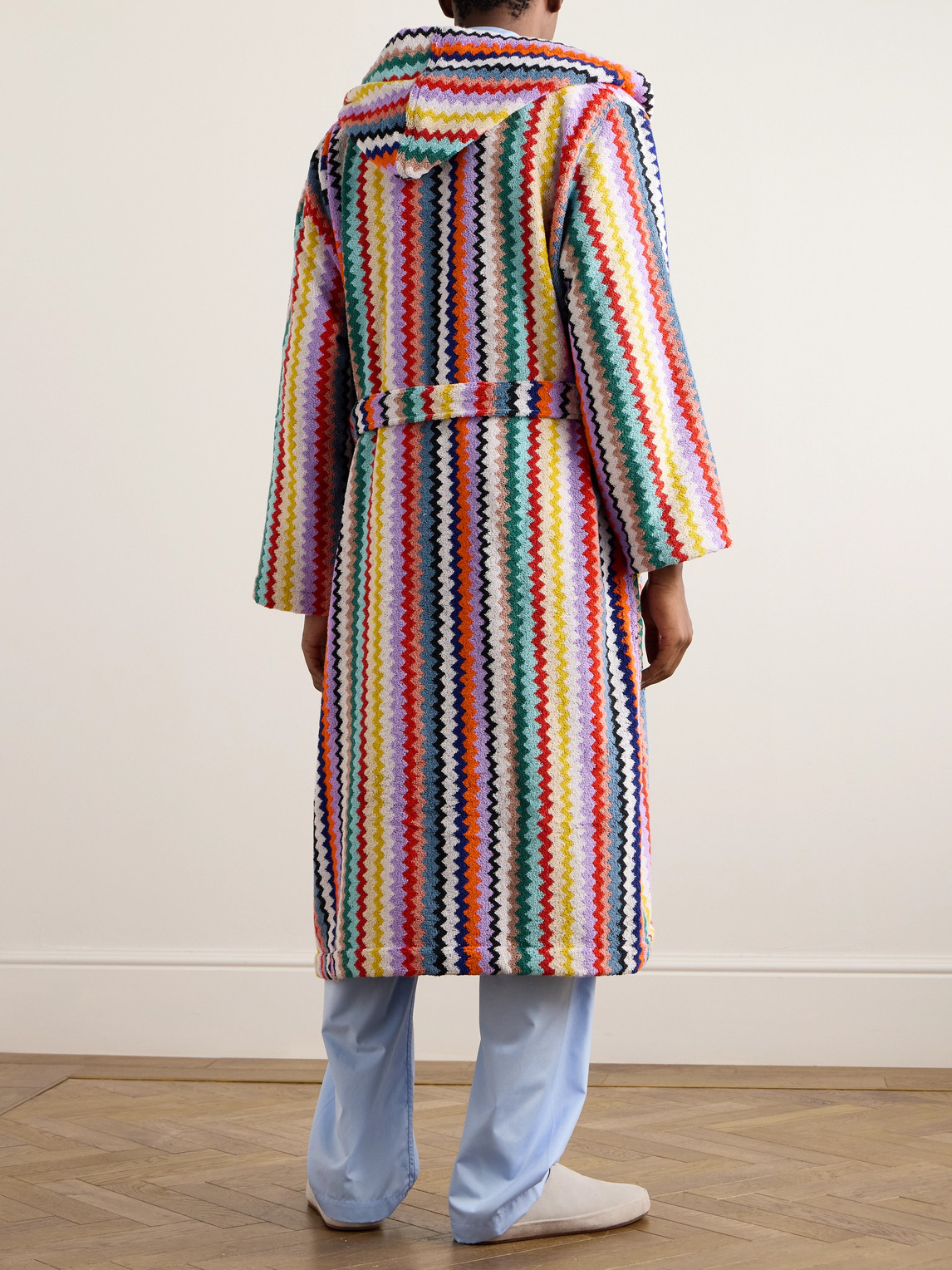 MISSONI RIVERBERO STRIPED COTTON-TERRY HOODED ROBE